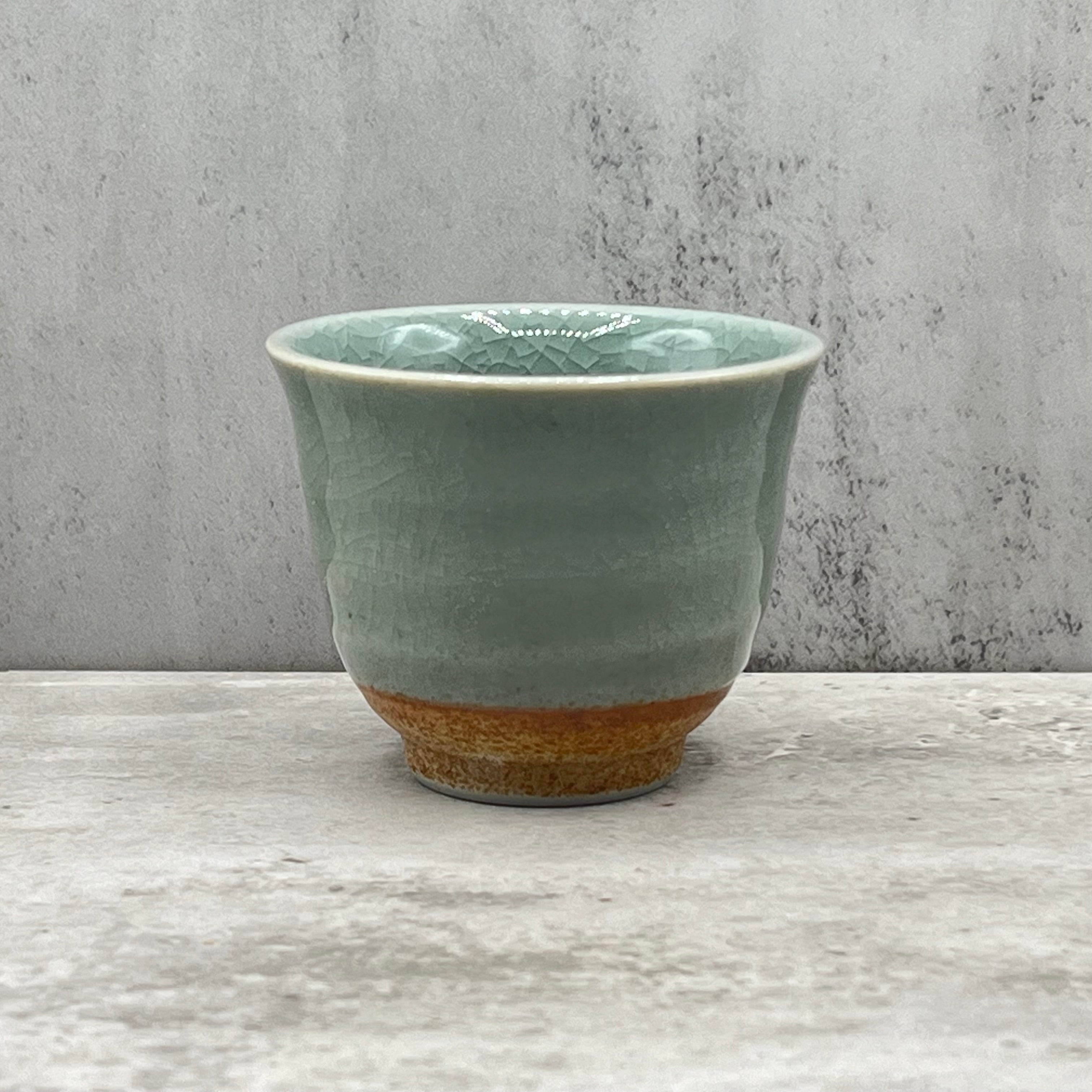 Seiji Celadon Green Tall Mino-yaki Yunomi - Japanese Sencha Teacup
