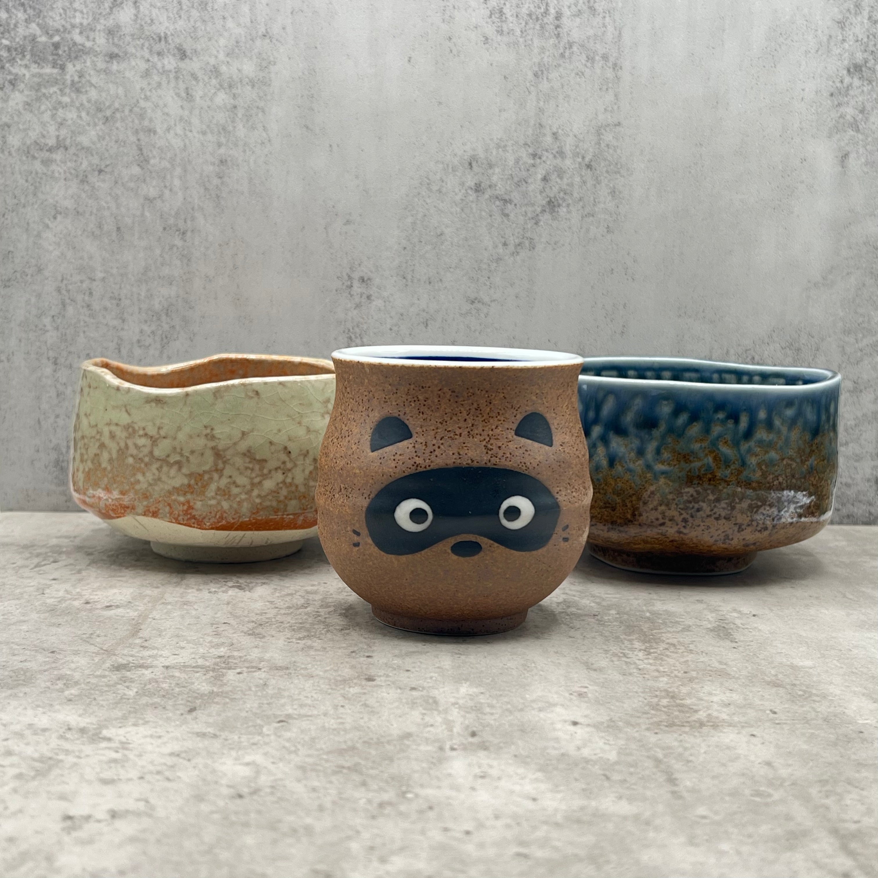 Tanuki Brown Mino-yaki Yunomi - Japanese Teacup
