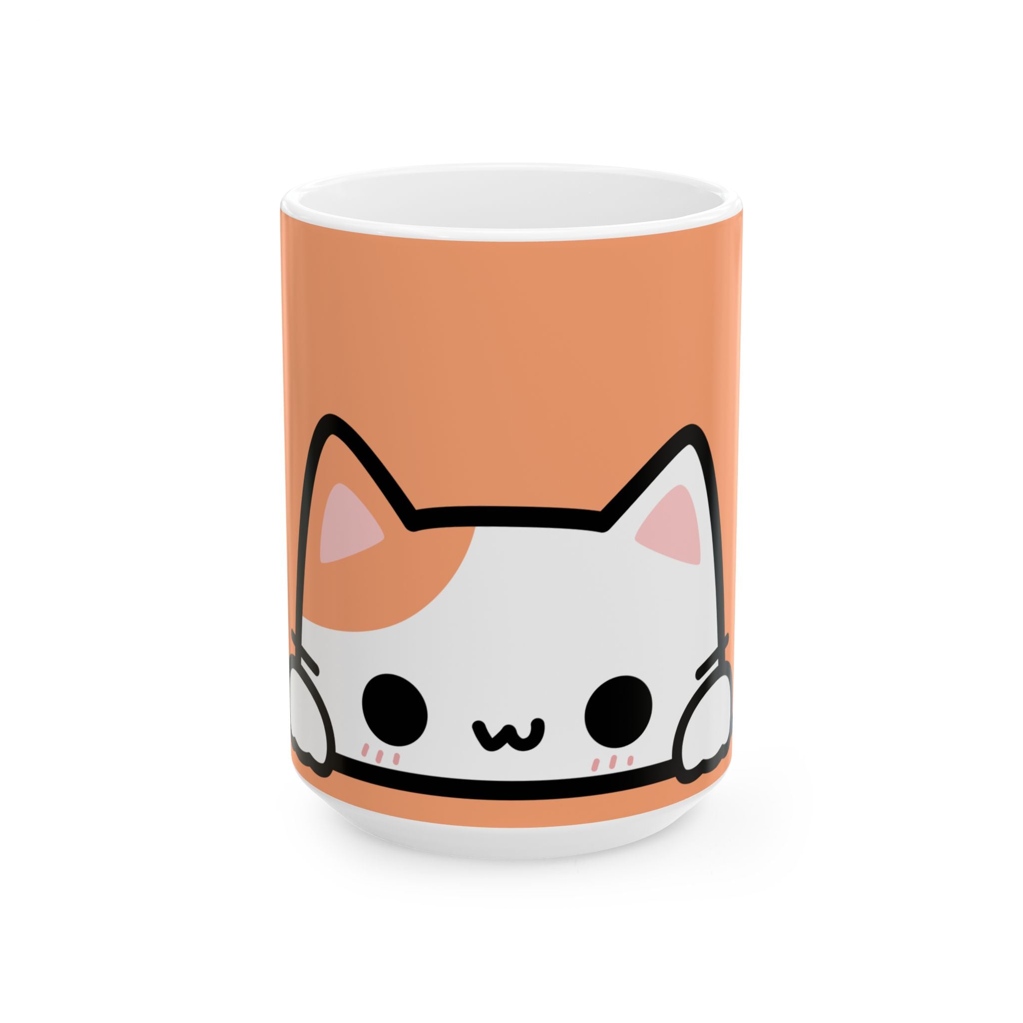 Kawaii Peeking Cat Mug | Cute Cat Face Ceramic Mug
