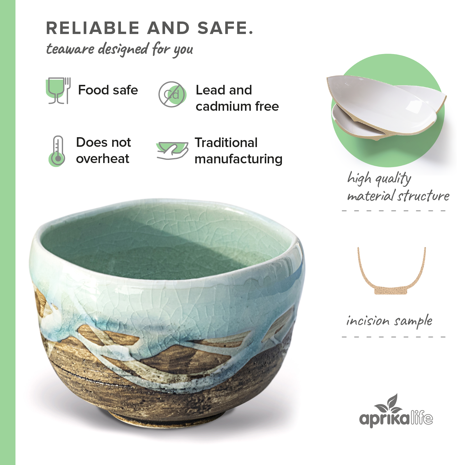 Japanese Matcha Tea Bowl Blue & Brown Glaze