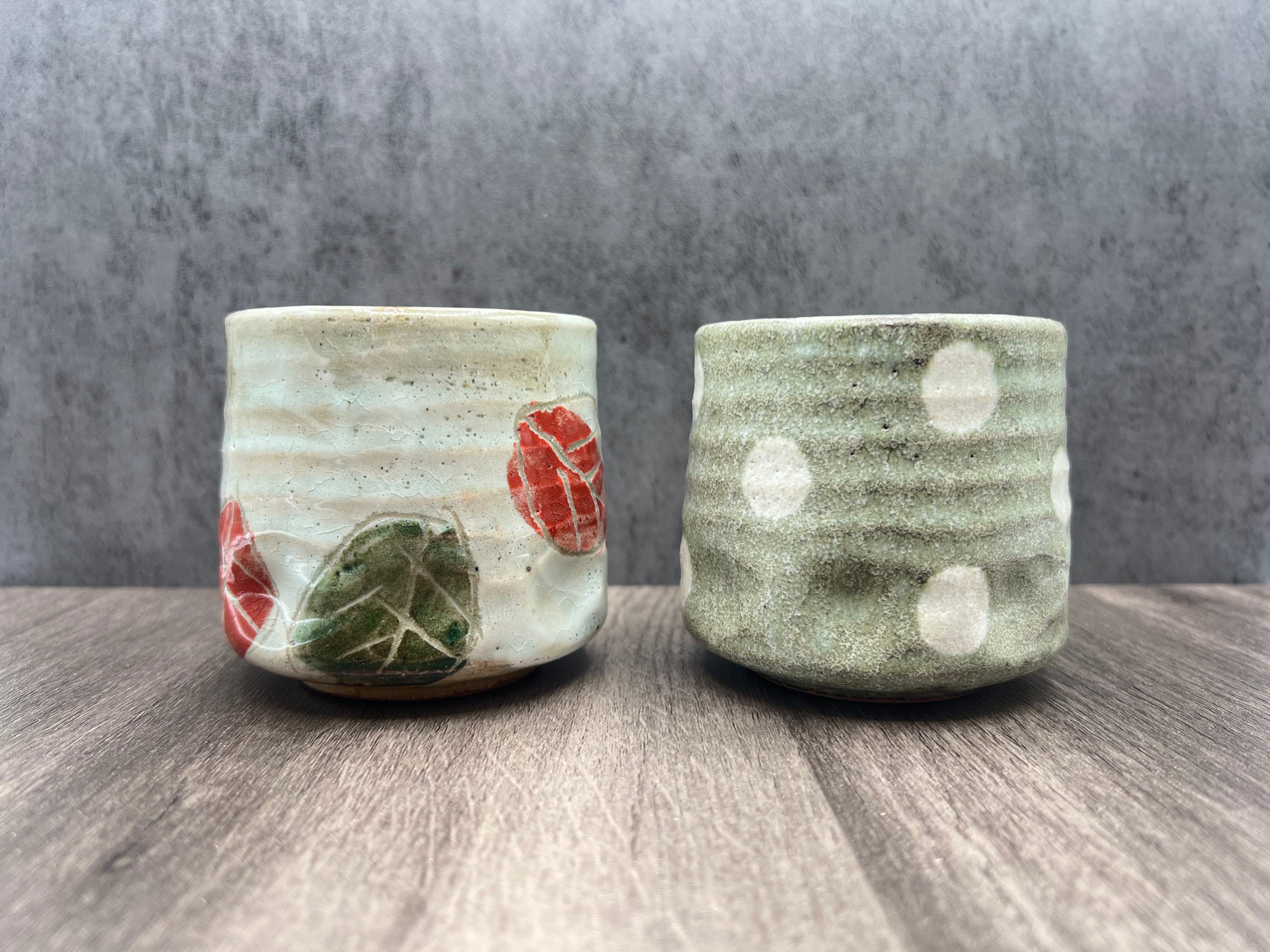 Gin Aya Polka Dot Mino-yaki Yunomi by Kimura - Japanese Teacup