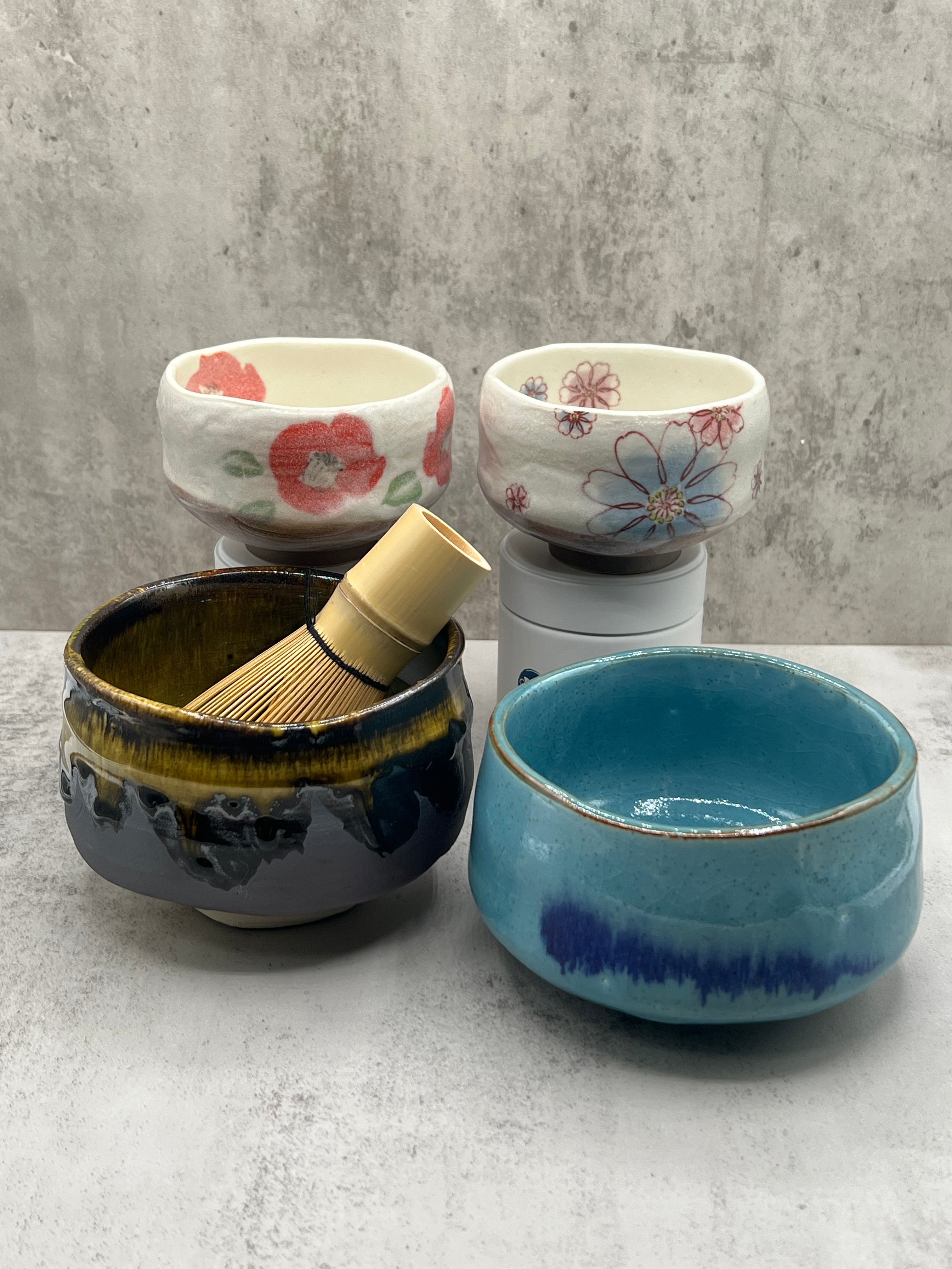 Yamacha Blossom Beige Mino-yaki Chawan - Japanese Mini Matcha Bowl