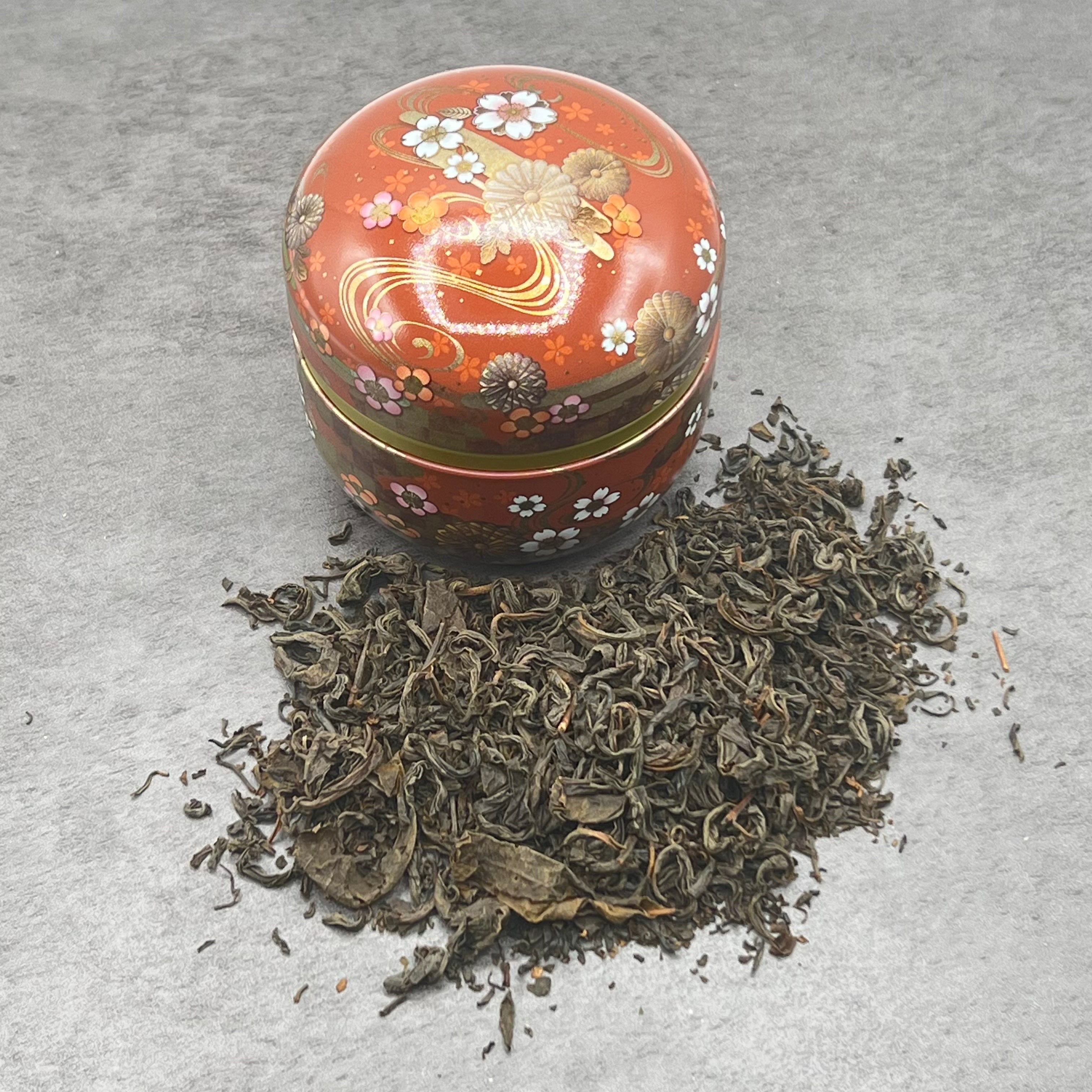 Ito Burgundy Red Metal Tea Canister - Japanese Chazutsu