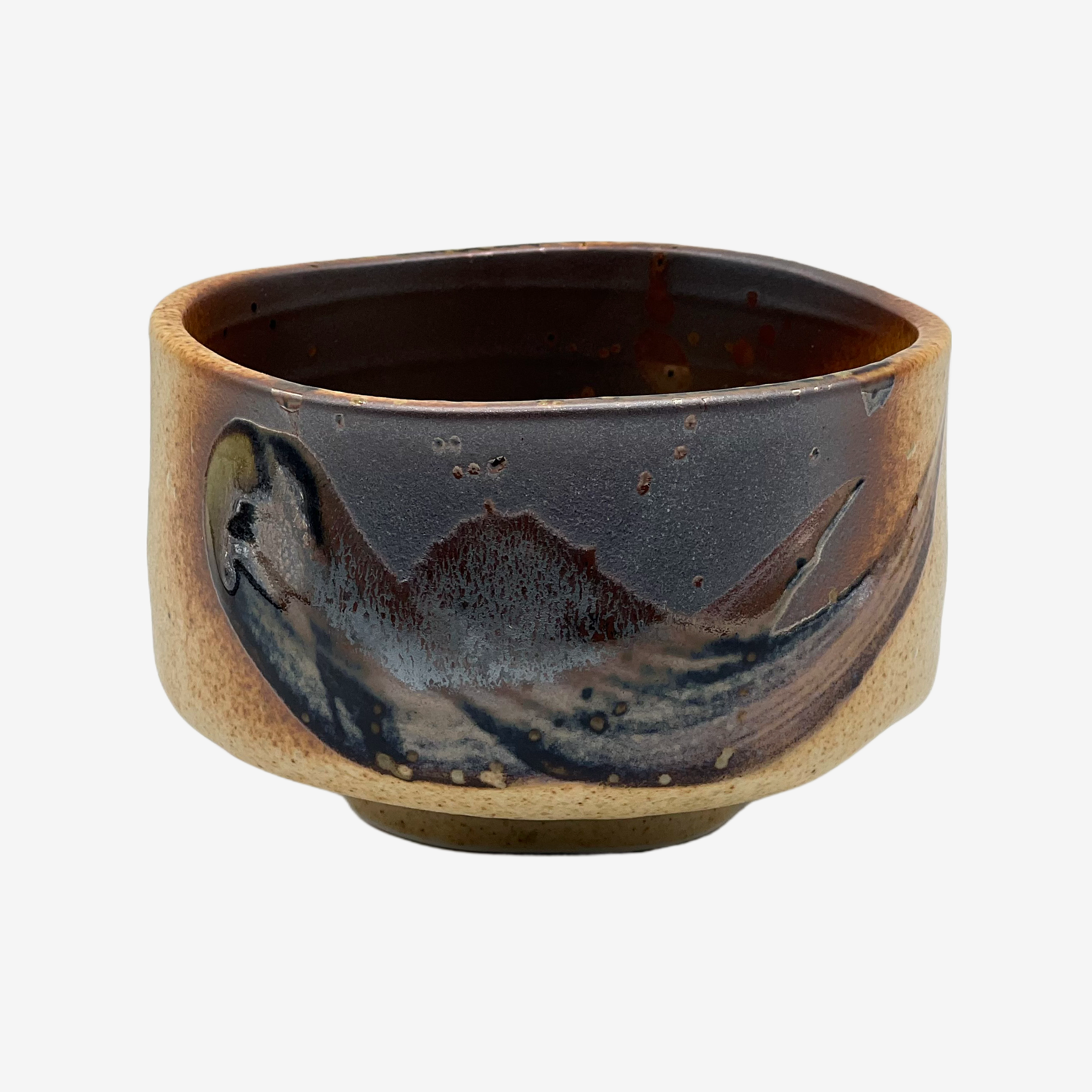 Haruki Brushstroke Sand Yellow Chawan - Japanese Matcha Bowl