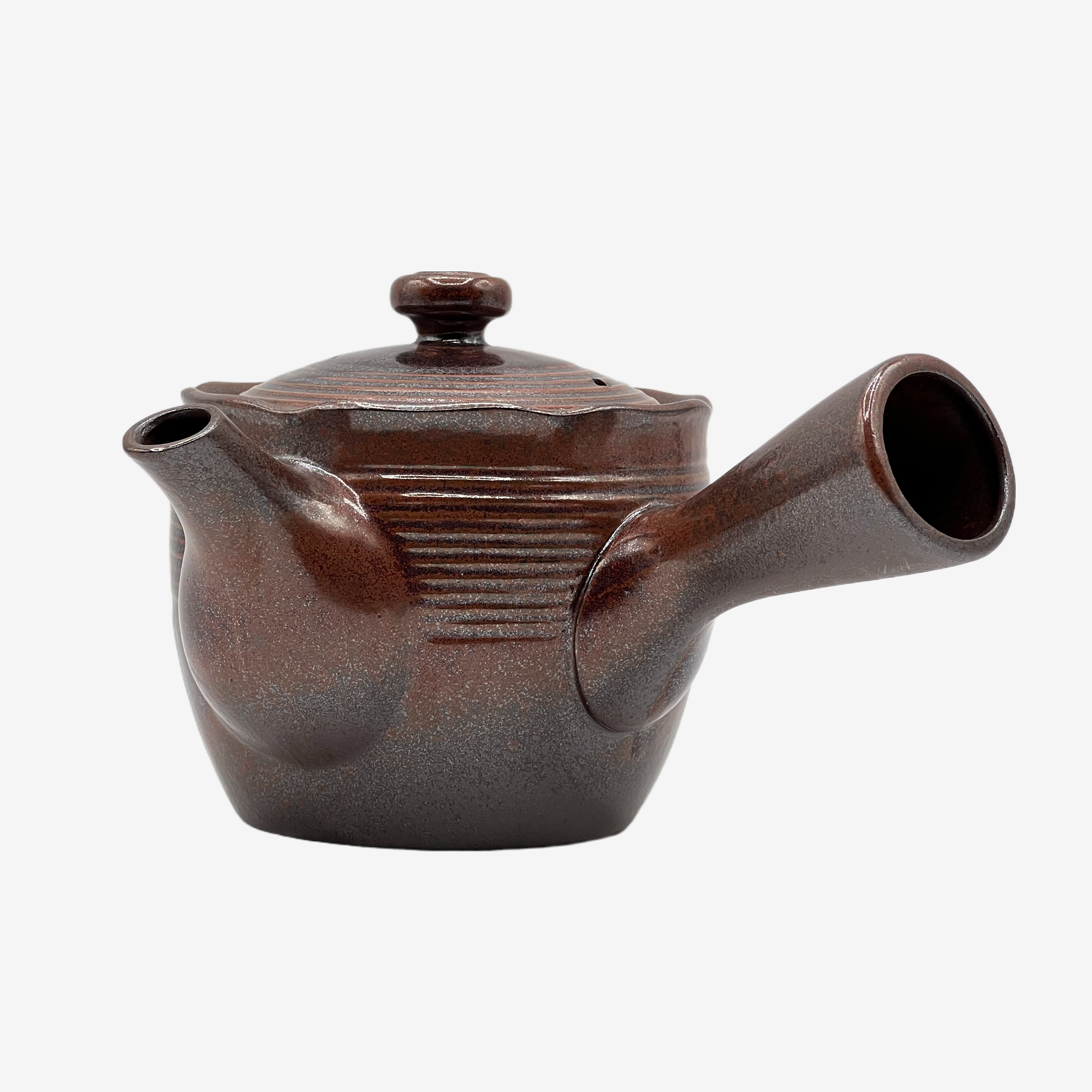 Hanafubuki Flame Brown Bankyo-yaki Kyusu - Japanese Teapot