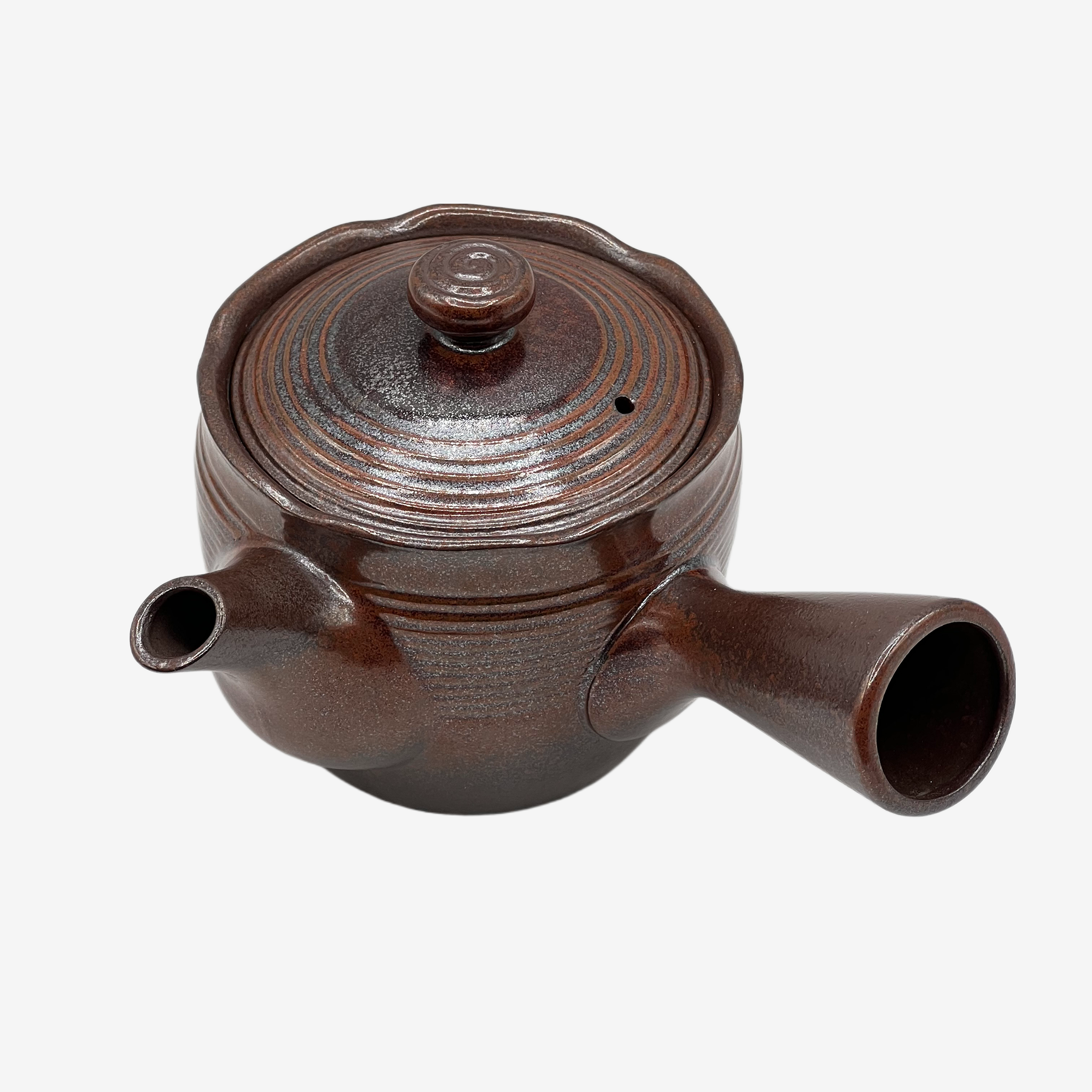 Hanafubuki Flame Brown Bankyo-yaki Kyusu - Japanese Teapot
