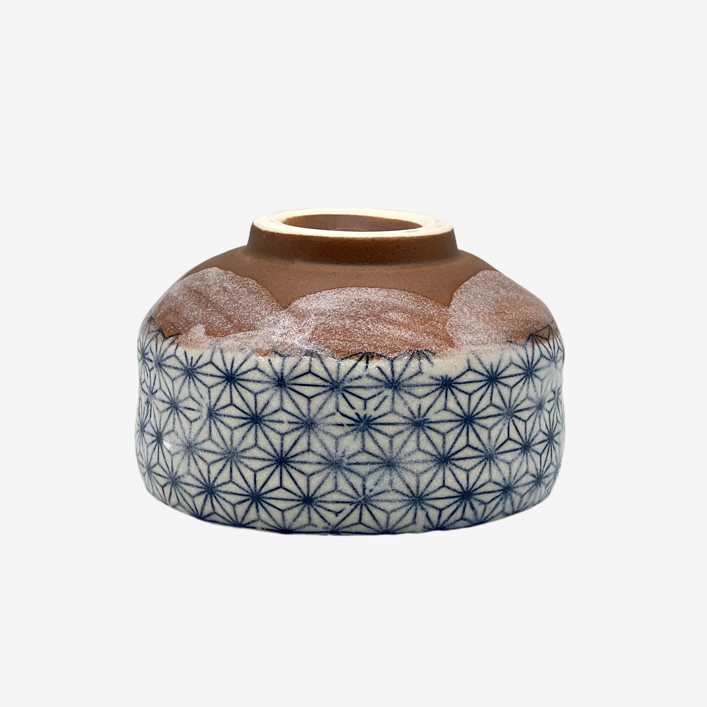 Asanoha Blue Mini Chawan - Japanese Matcha Bowl