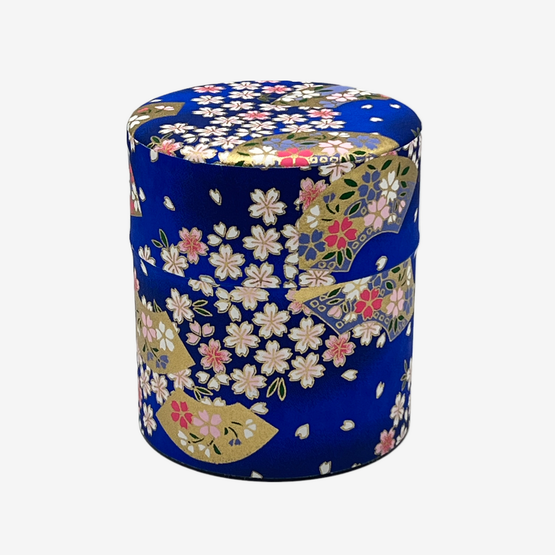 Matsuri Blue Washi Paper Wrapped Tea Canister - Japanese Chazutsu