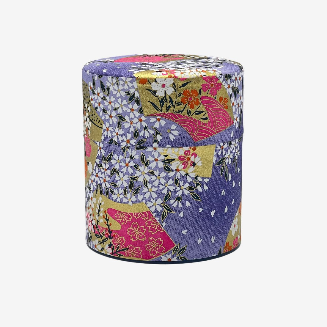 Purple Matsuri Washi Paper Wrapped Tea Canister - Japanese Chazutsu