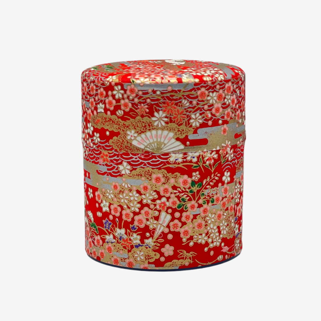 Hiromatsu Red Washi Paper Wrapped Tea Canister - Japanese Chazutsu