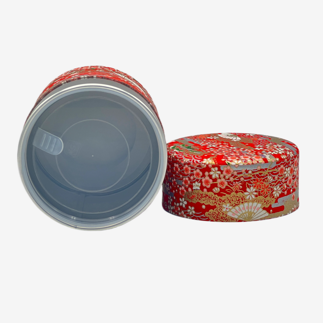 Hiromatsu Red Washi Paper Wrapped Tea Canister - Japanese Chazutsu