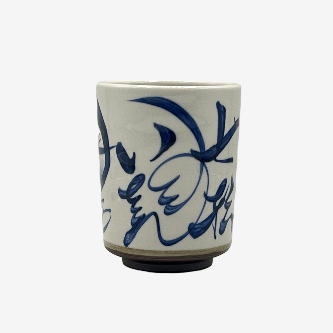 Brushstroke White Yunomi - Japanese Teacup