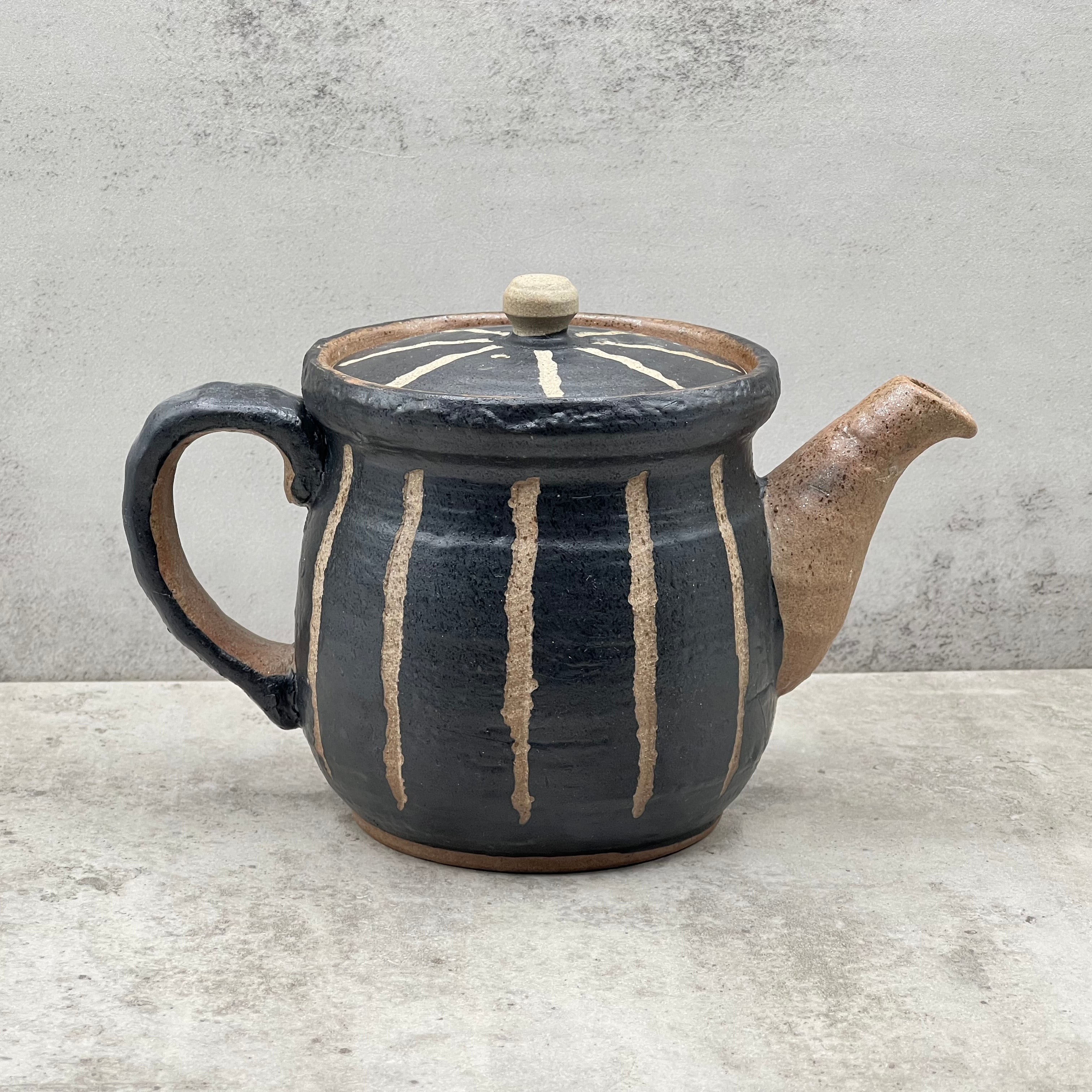 Hori Tokusa Black Mino-yaki Kyusu - Japanese Teapot