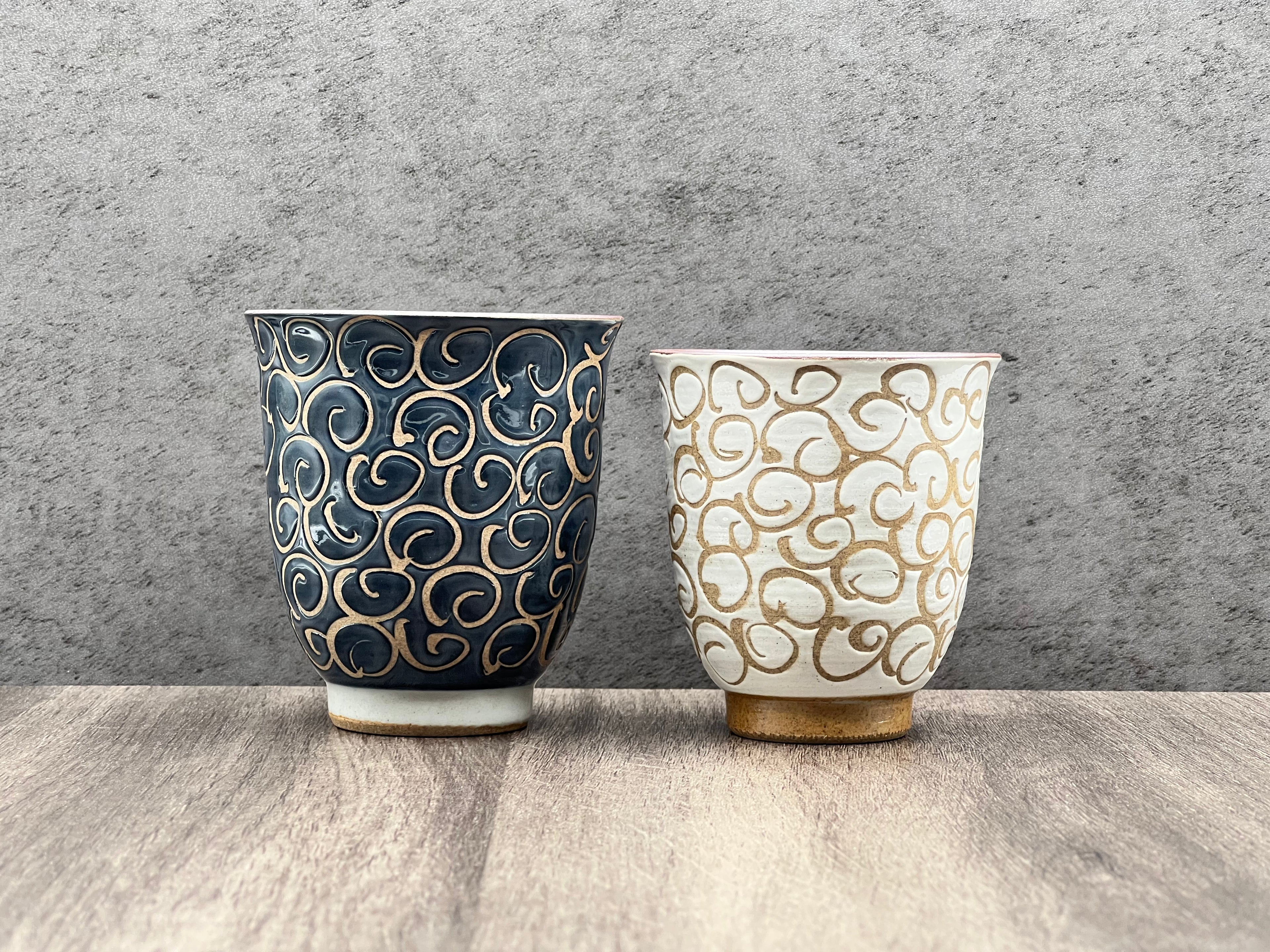 Hasui Arabesque White Hasami-yaki Yunomi - Japanese Teacup