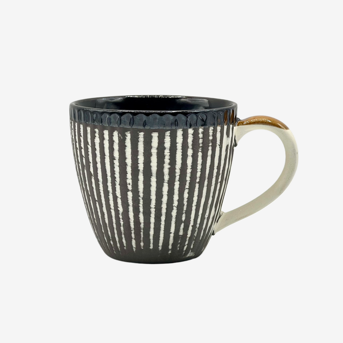 Kesho White Black Stripe Mug - Japanese Tea Mug