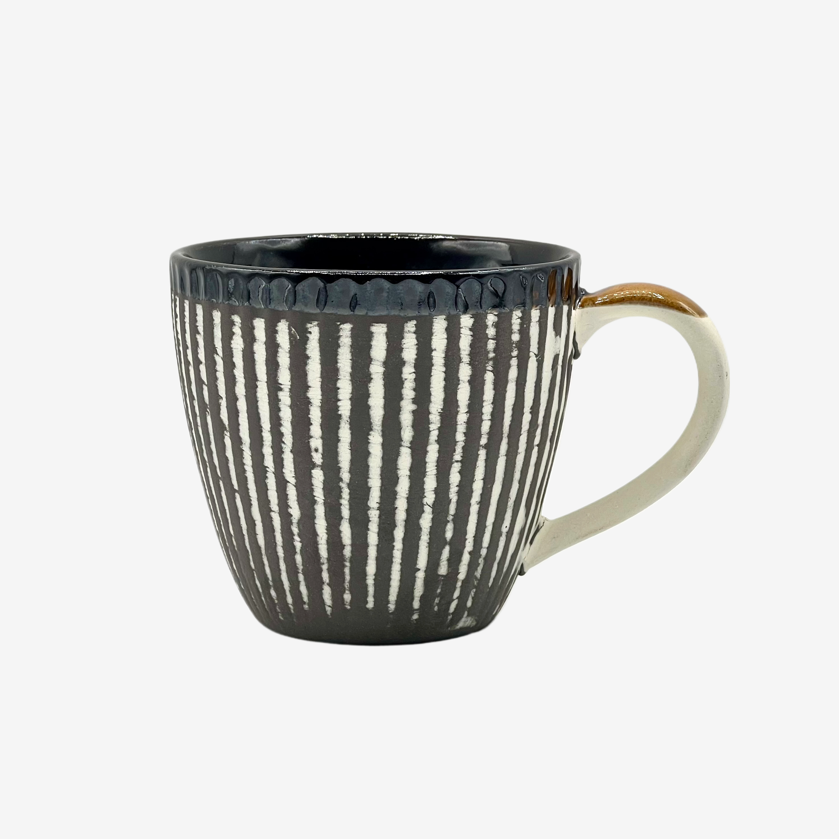 Kesho White Black Stripe Mug - Japanese Tea Mug