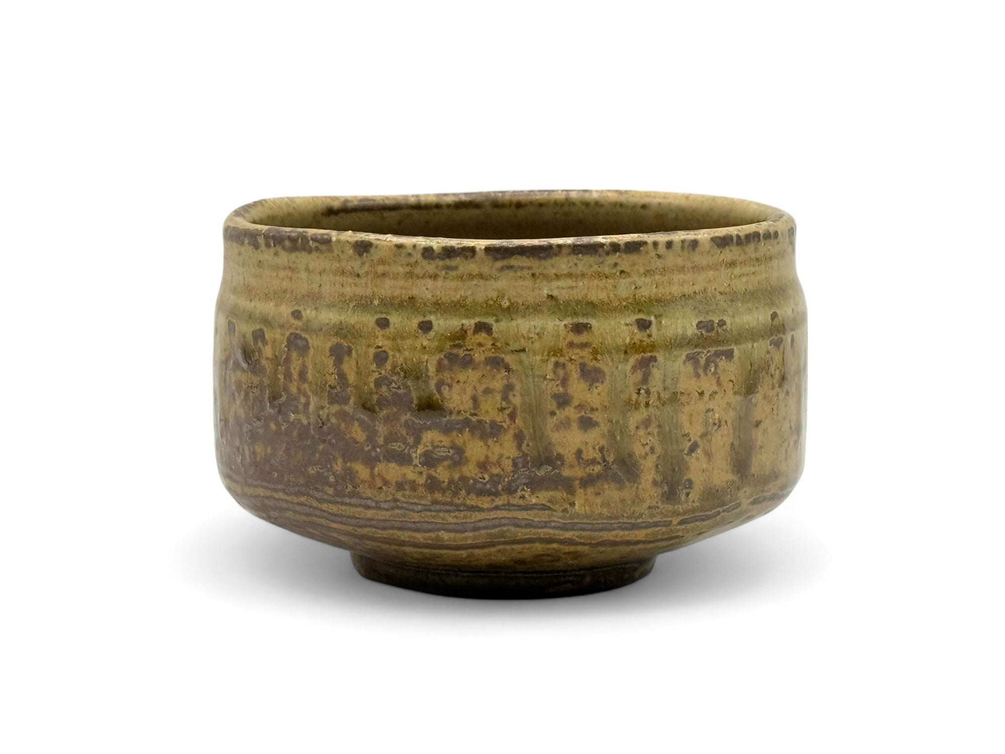 Bizen Nagashi Brown Mino-yaki Chawan - Japanese Matcha Bowl