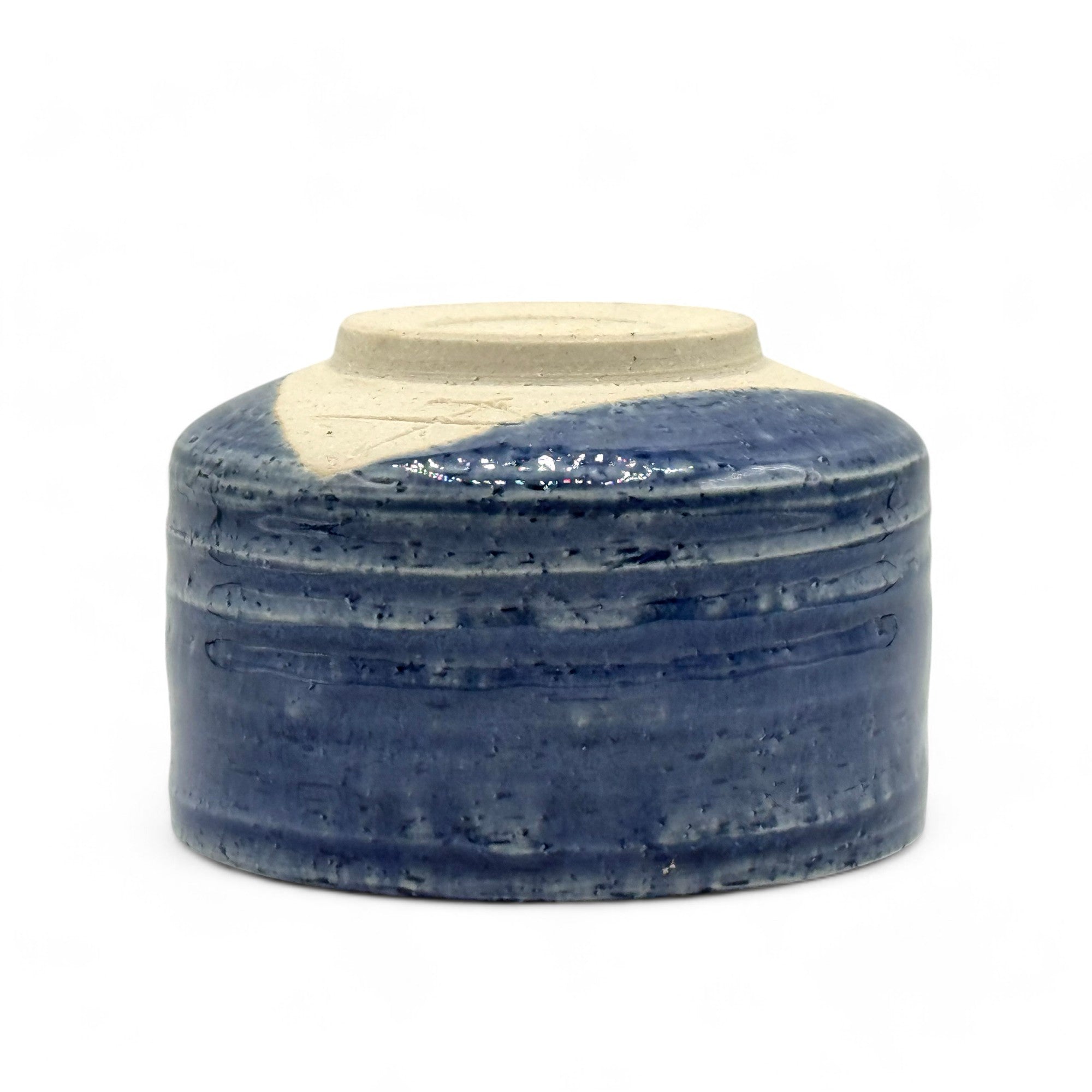 Ranyu Blue Mino-yaki Chawan - Japanese Matcha Bowl