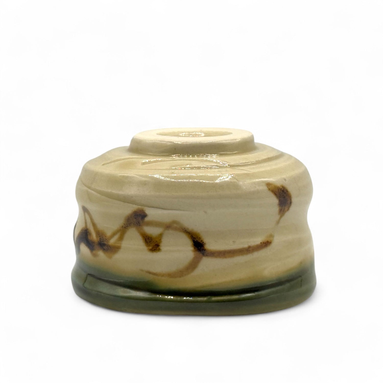 Oribe Tabi Green Oribe-yaki Chawan - Japanese Mini Matcha Bowl