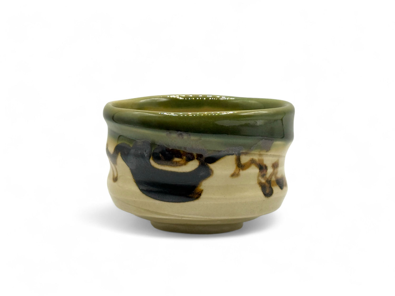 Oribe Tabi Green Oribe-yaki Chawan - Japanese Mini Matcha Bowl