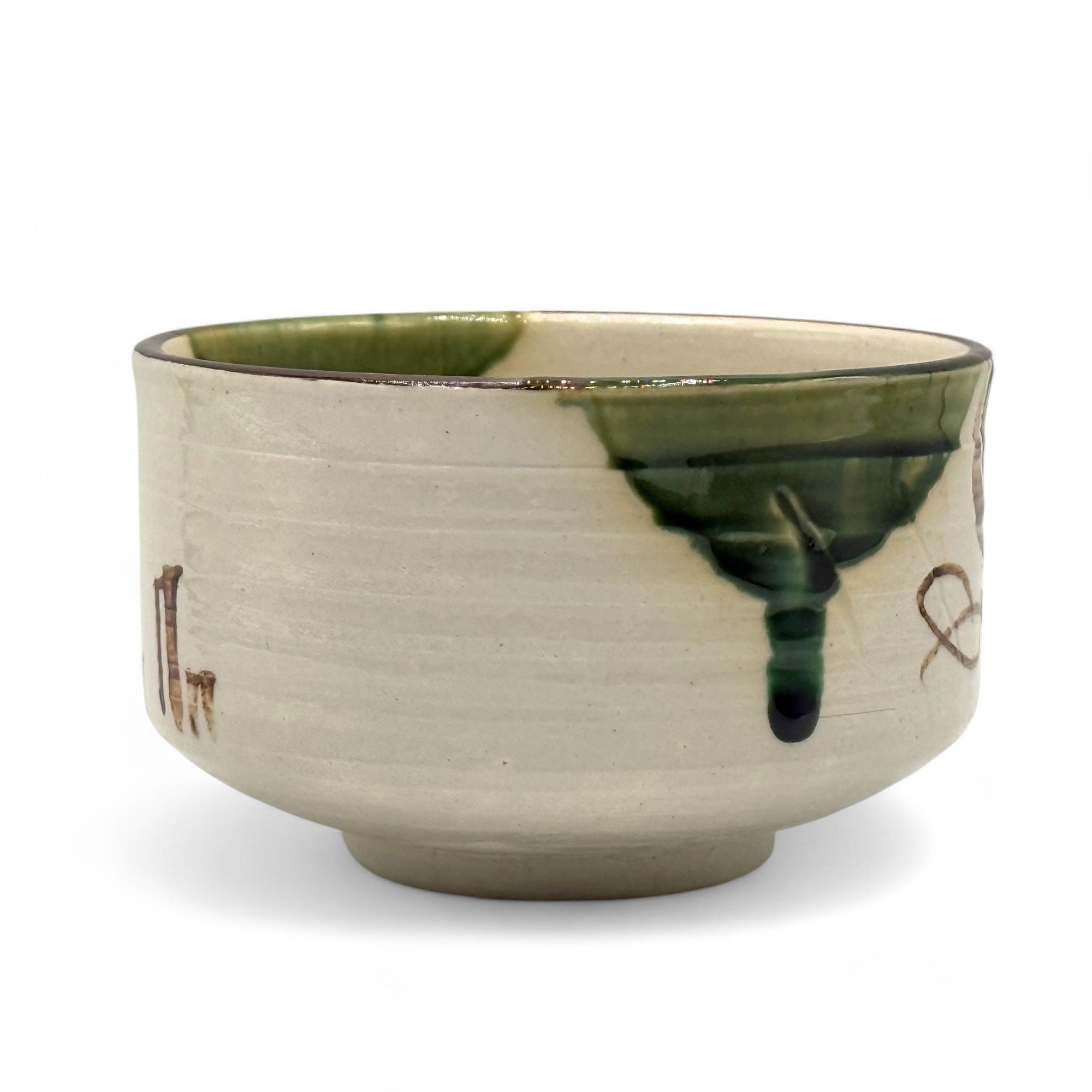 Oribe Moku Green Oribe-yaki Chawan - Japanese Matcha Bowl