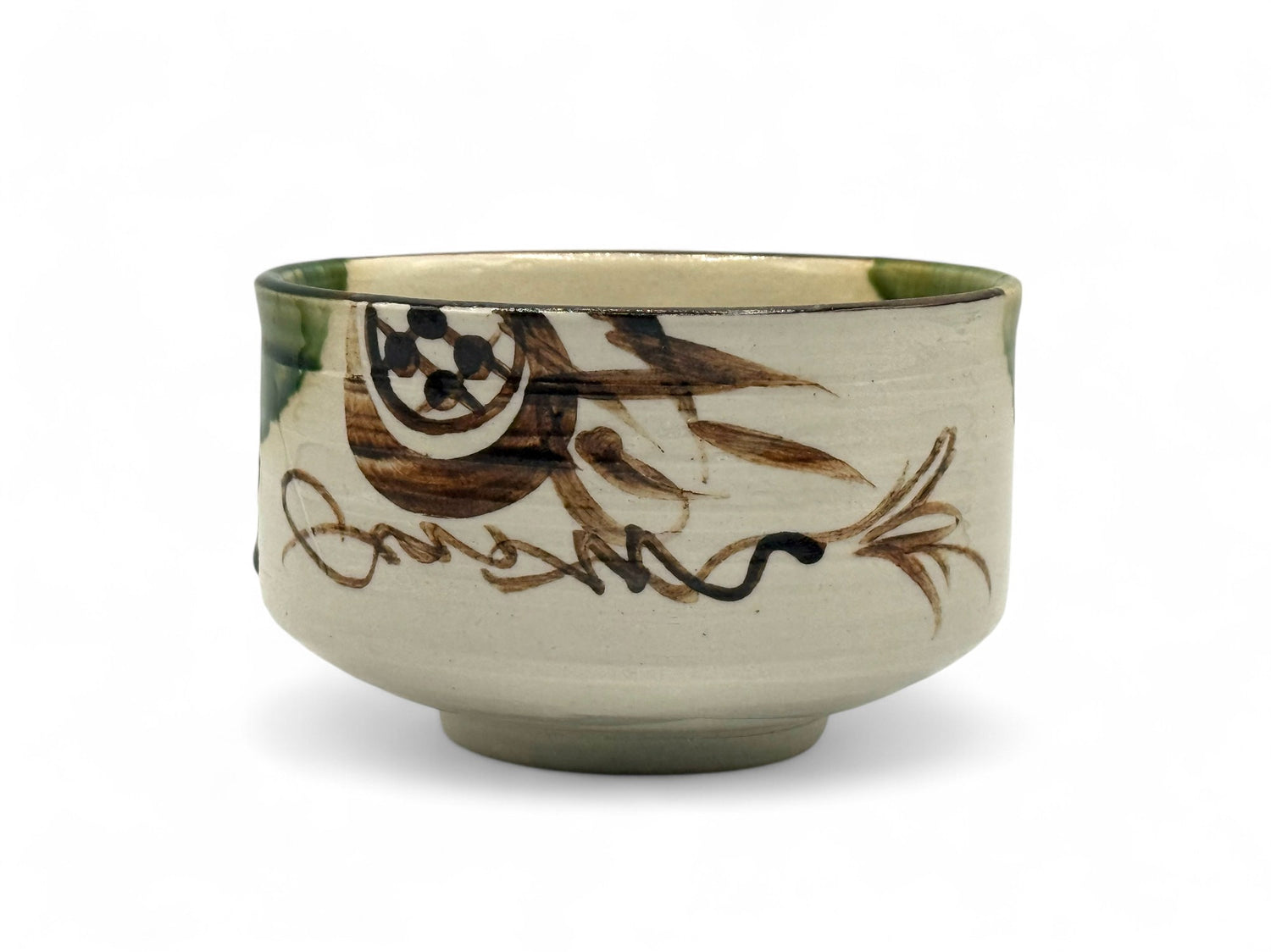 Oribe Moku Green Oribe-yaki Chawan - Japanese Matcha Bowl