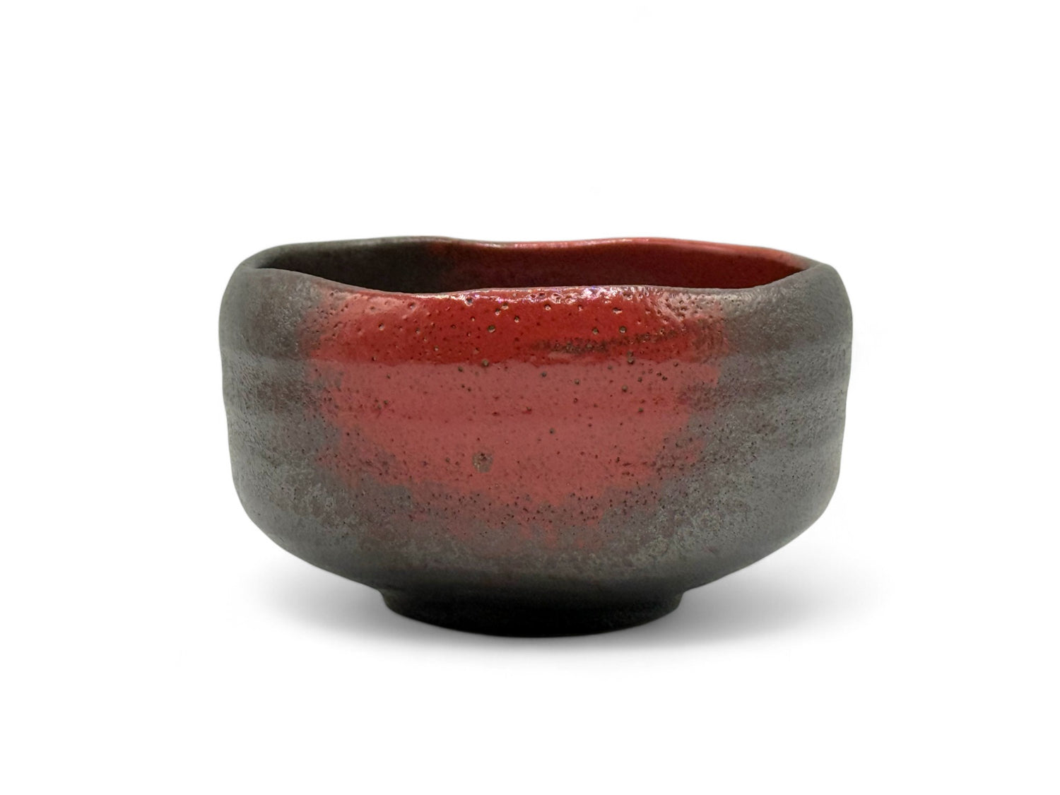 Akabuki Tenmoku Red Mino-yaki Chawan - Japanese Matcha Bowl