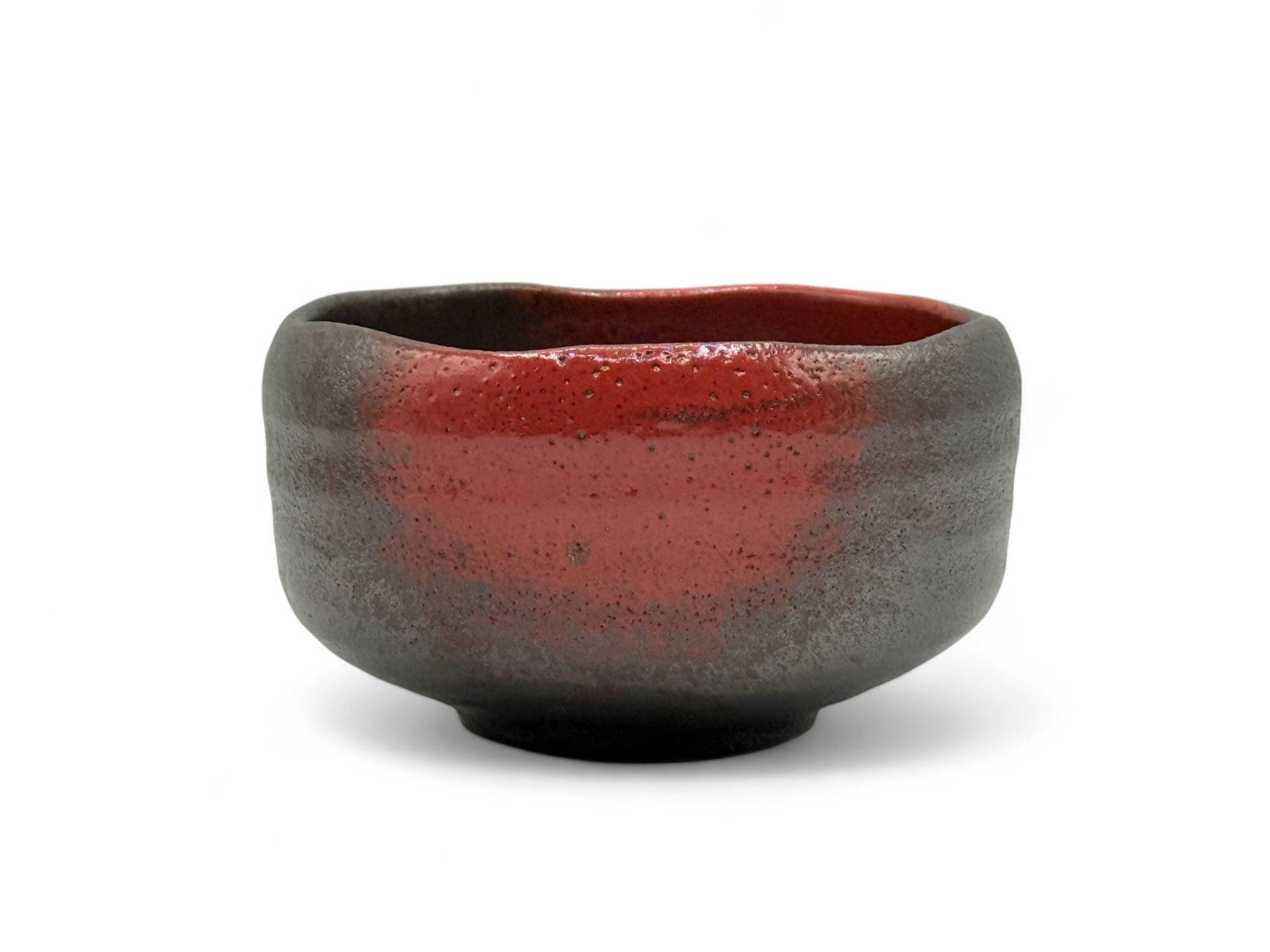 Akabuki Tenmoku Red Mino-yaki Chawan - Japanese Matcha Bowl