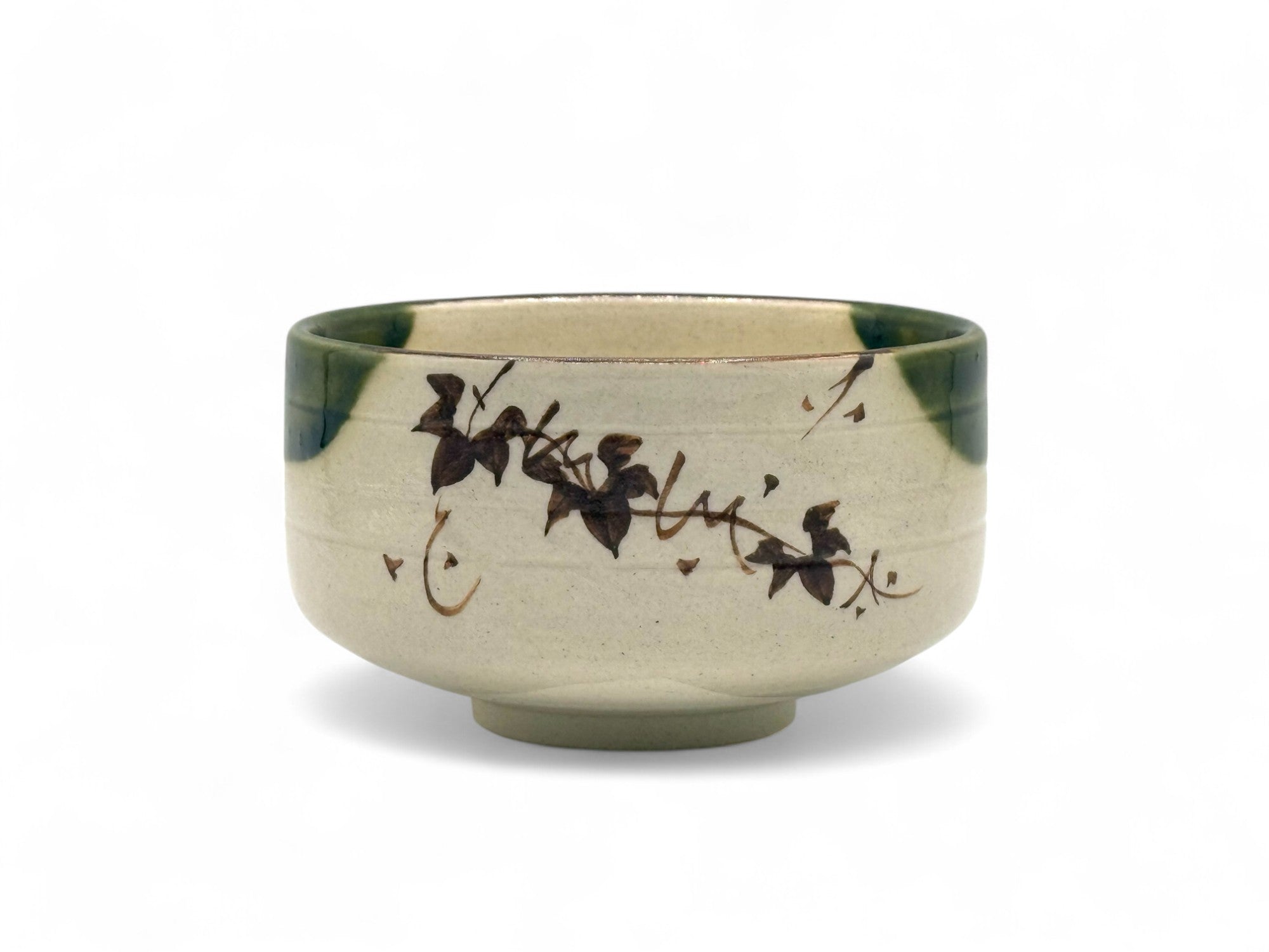 Oribe Forest Green Oribe-yaki Chawan - Japanese Matcha Bowl