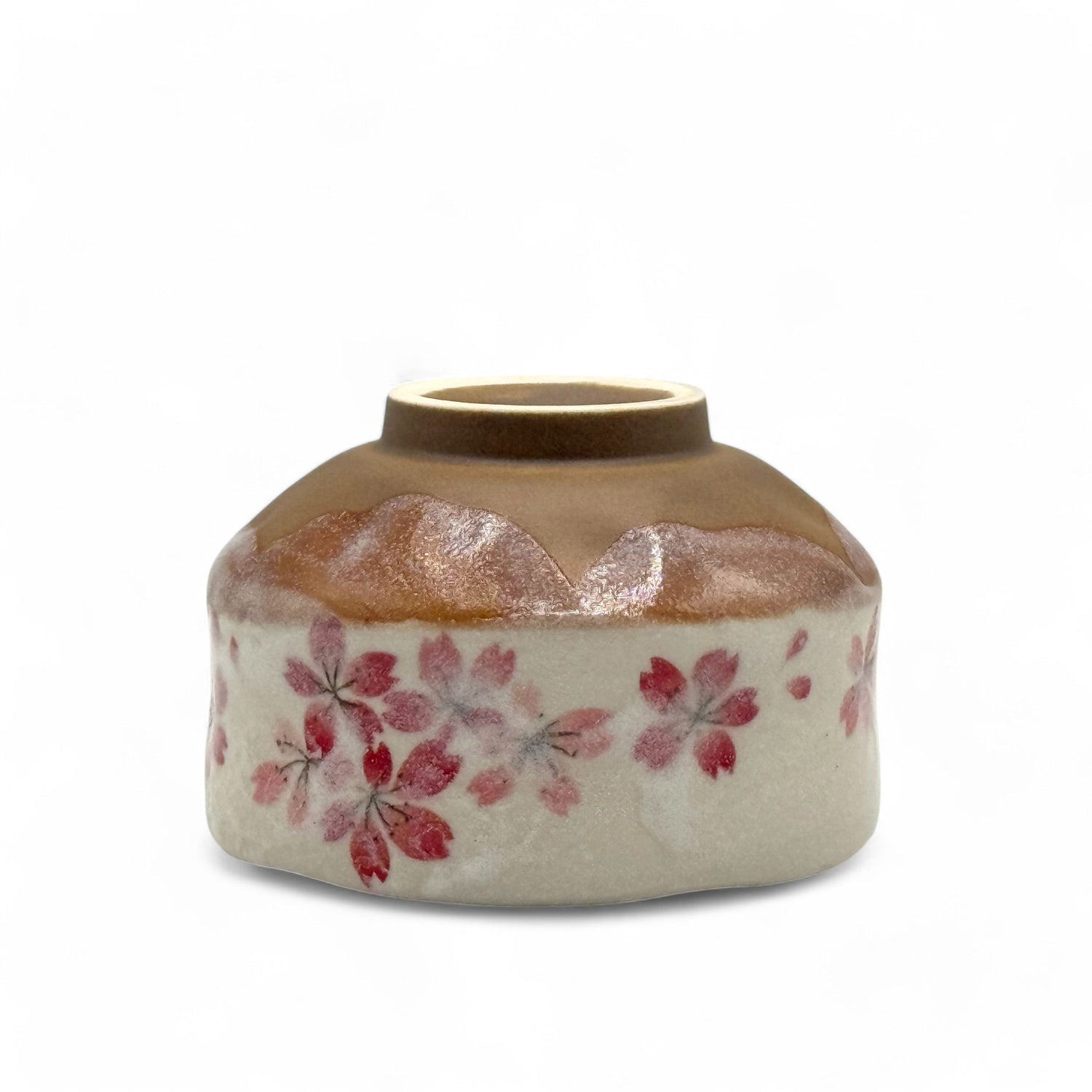 Sakura Hana Beige Mino-yaki Chawan - Japanese Mini Matcha Bowl