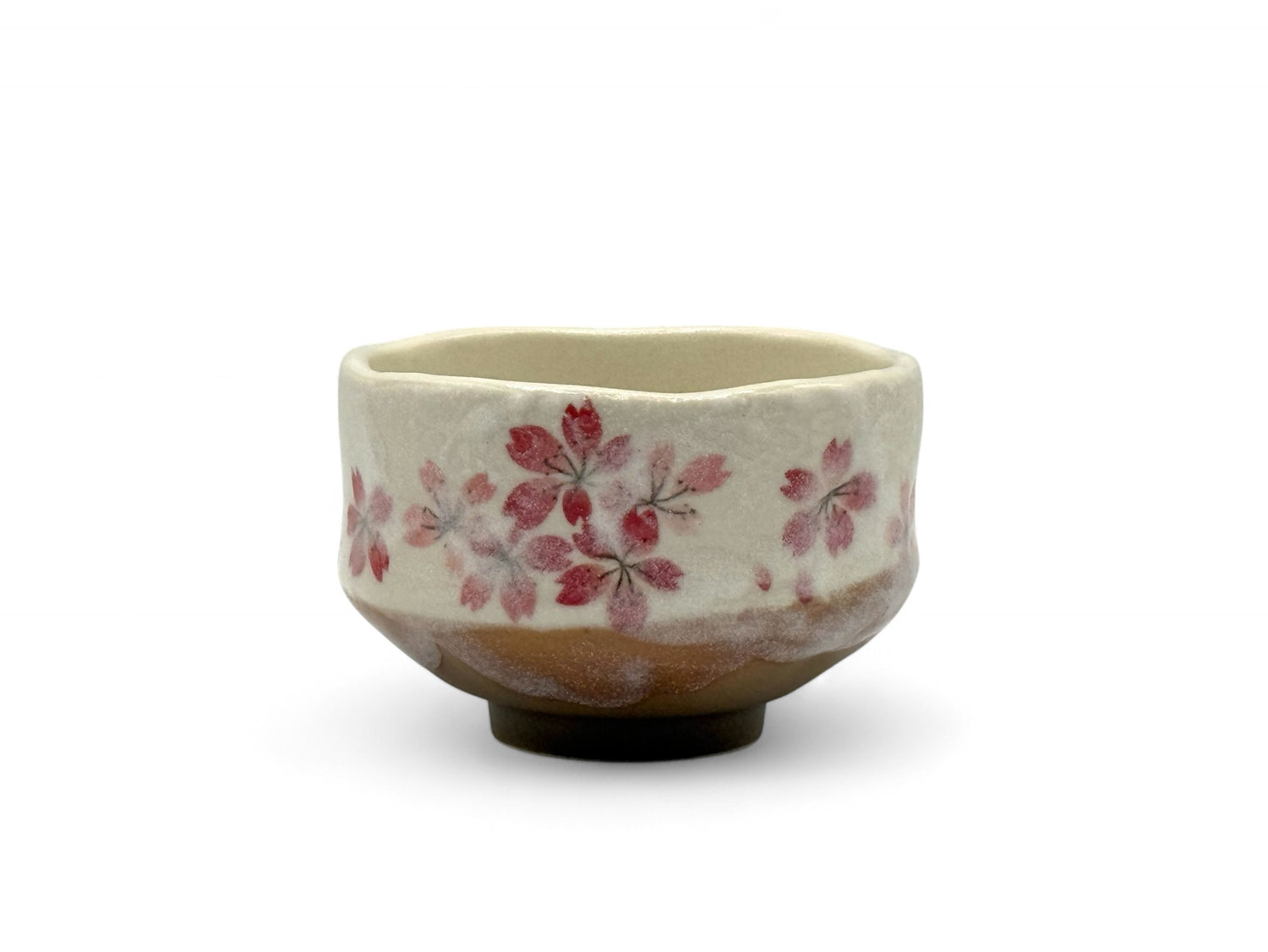 Sakura Hana Beige Mino-yaki Chawan - Japanese Mini Matcha Bowl