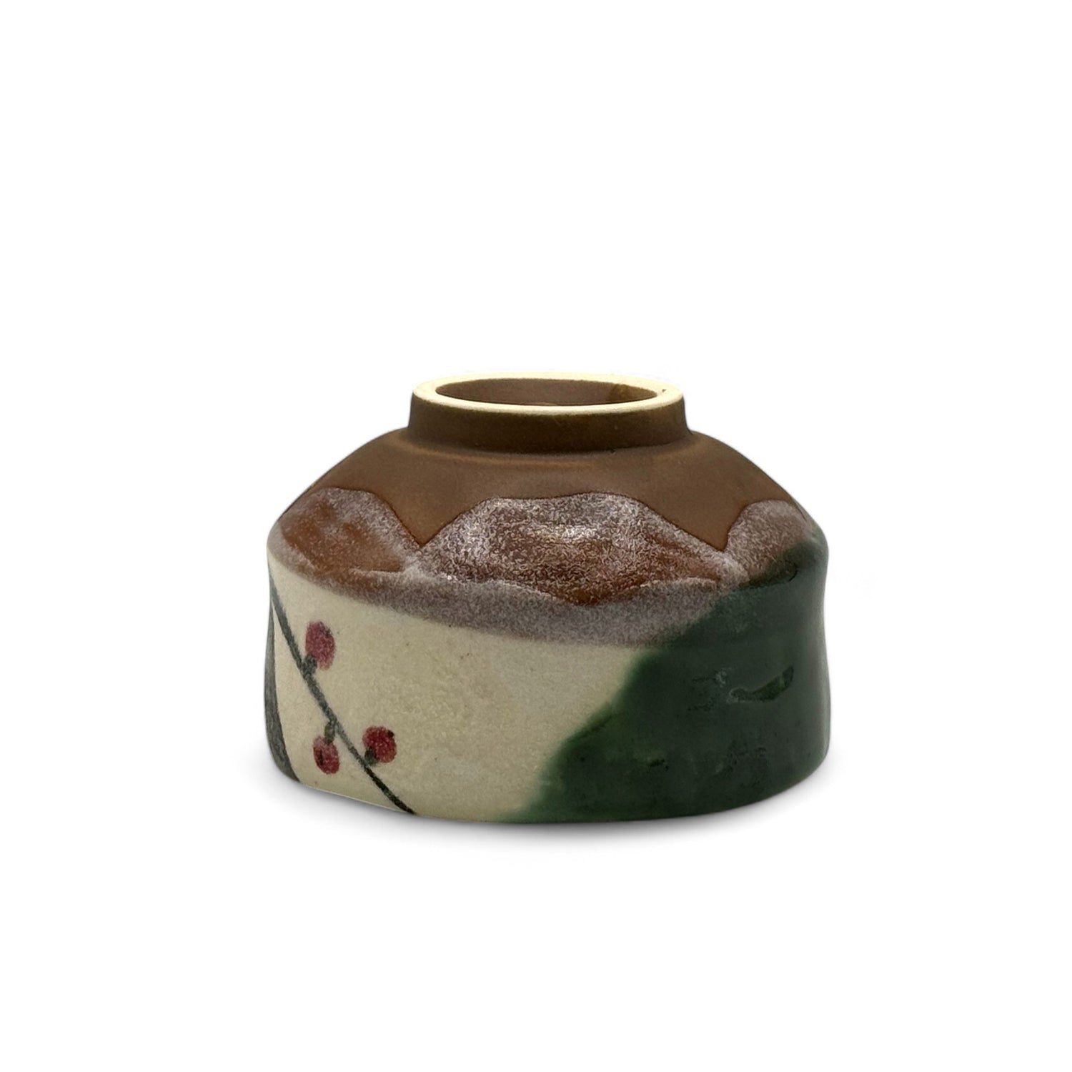 Cherry Blossom Beige Mino-yaki Chawan - Japanese Mini Matcha Bowl