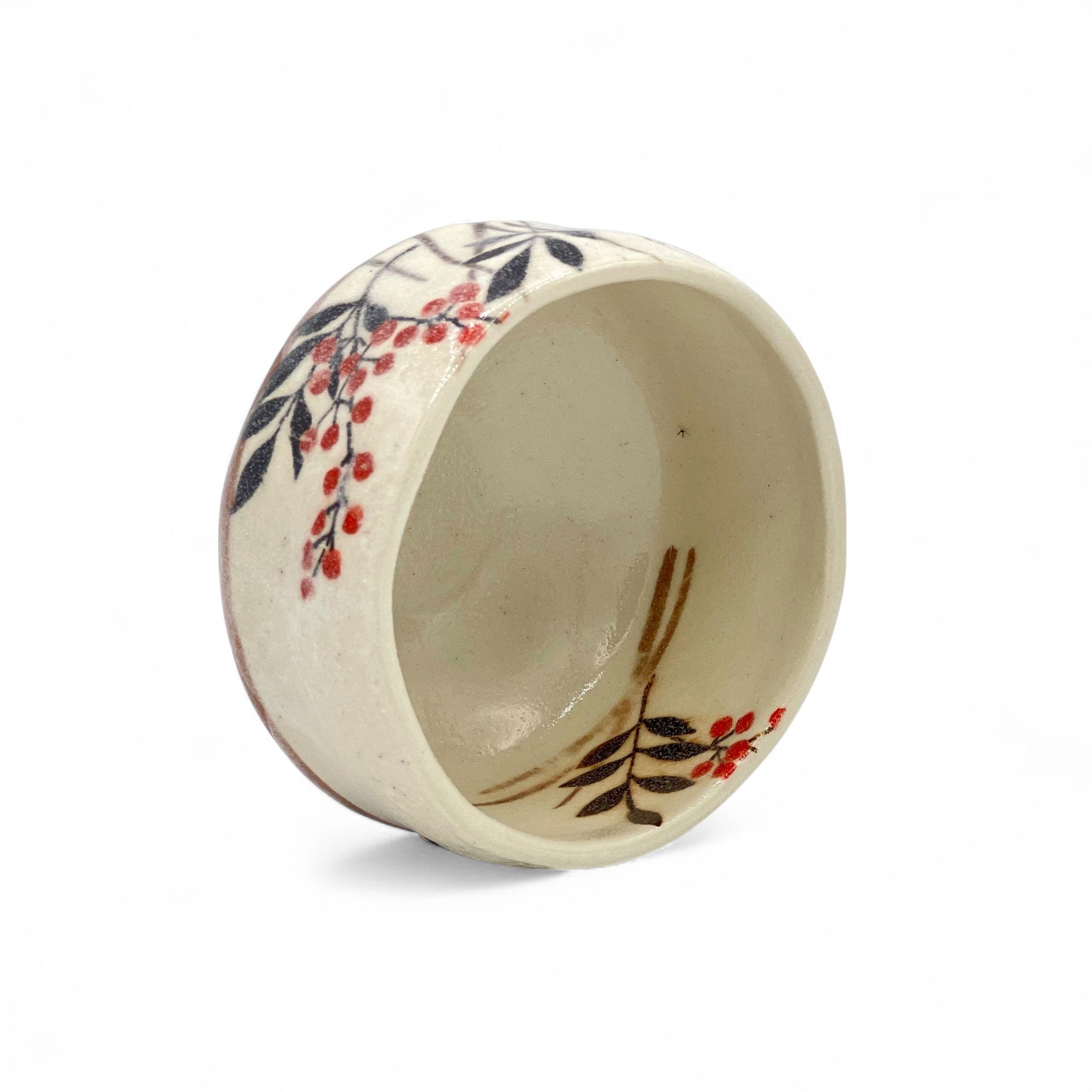 Hana Blossom Leaves Mino-yaki Chawan - Japanese Mini Matcha Bowl