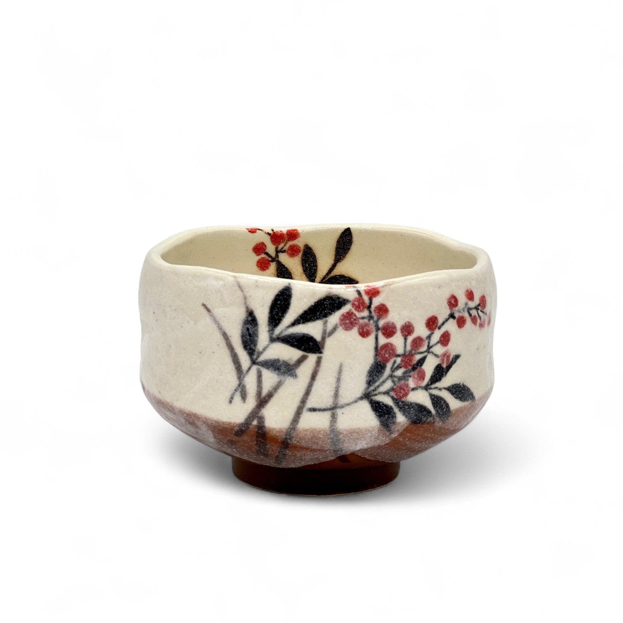 Hana Blossom Leaves Mino-yaki Chawan - Japanese Mini Matcha Bowl