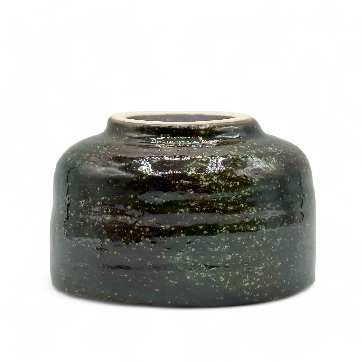 Kin Moss Green Mino-yaki Chawan - Japanese Matcha Bowl