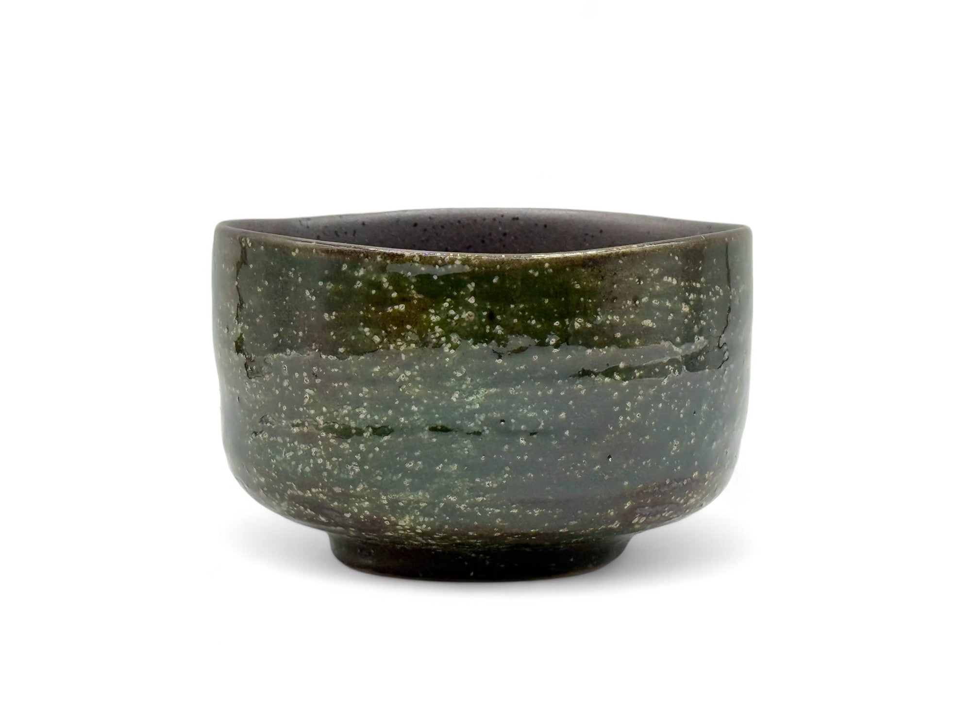 Kin Moss Green Mino-yaki Chawan - Japanese Matcha Bowl