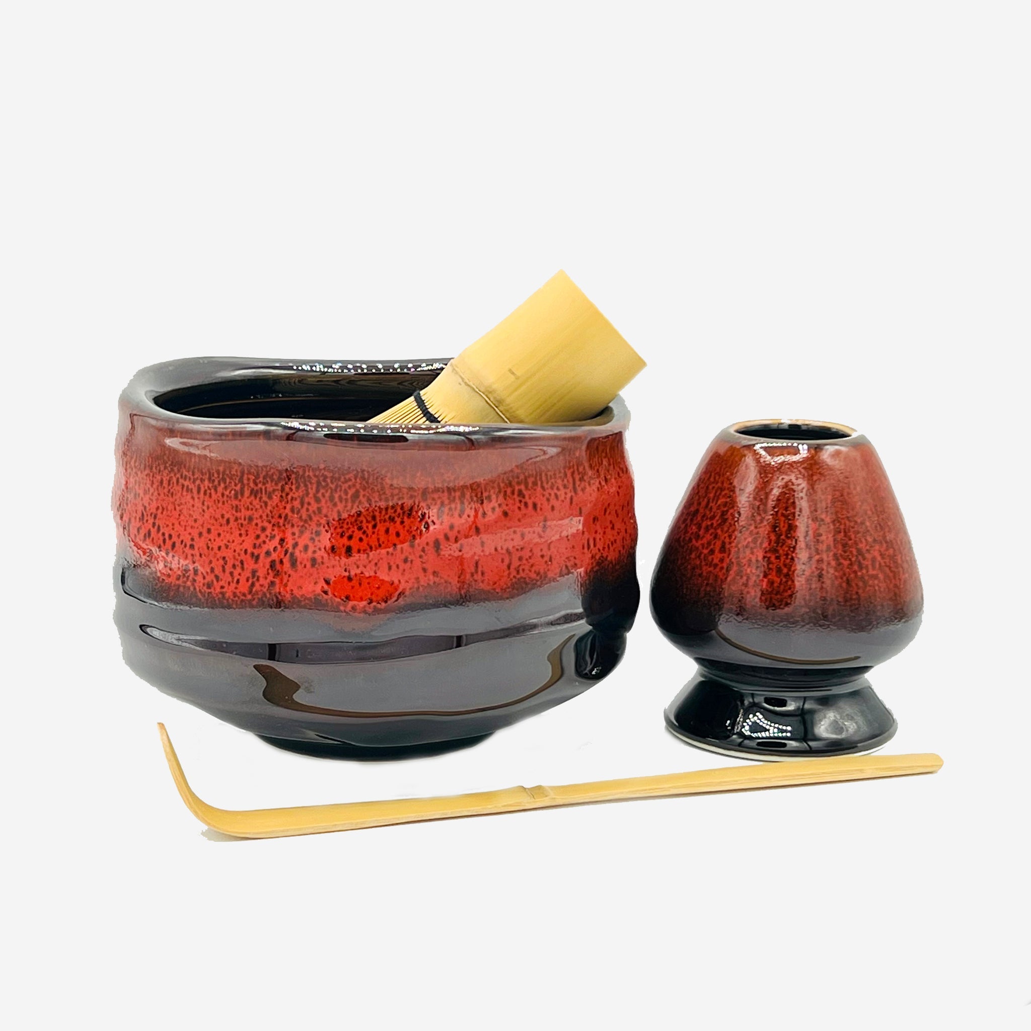 Kuro Red Chawan - Japanese Matcha Bowl Set Matchaware Inoue Tea