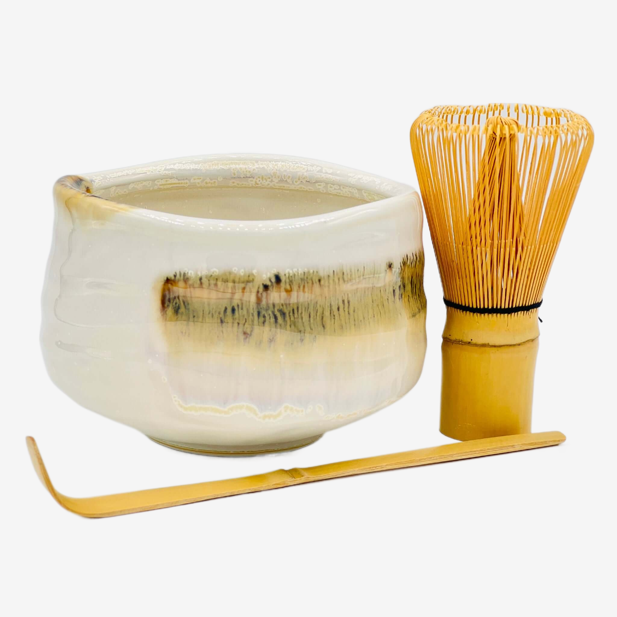 Iro Tobichiru White Mini Chawan Set - Japanese Matcha Bowl Matchaware Inoue Tea