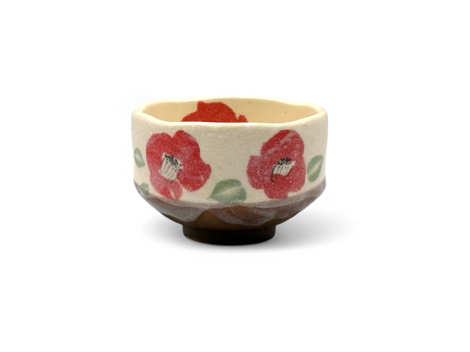 Yamacha Blossom Beige Mino-yaki Chawan - Japanese Mini Matcha Bowl