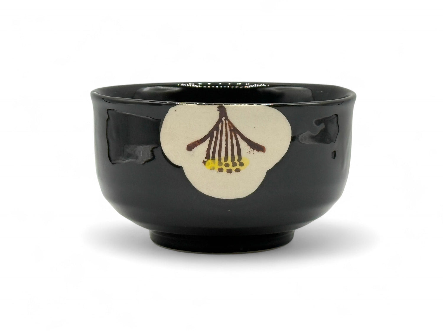 Kuro Black Camellia Seto-yaki Chawan - Japanese Matcha Bowl