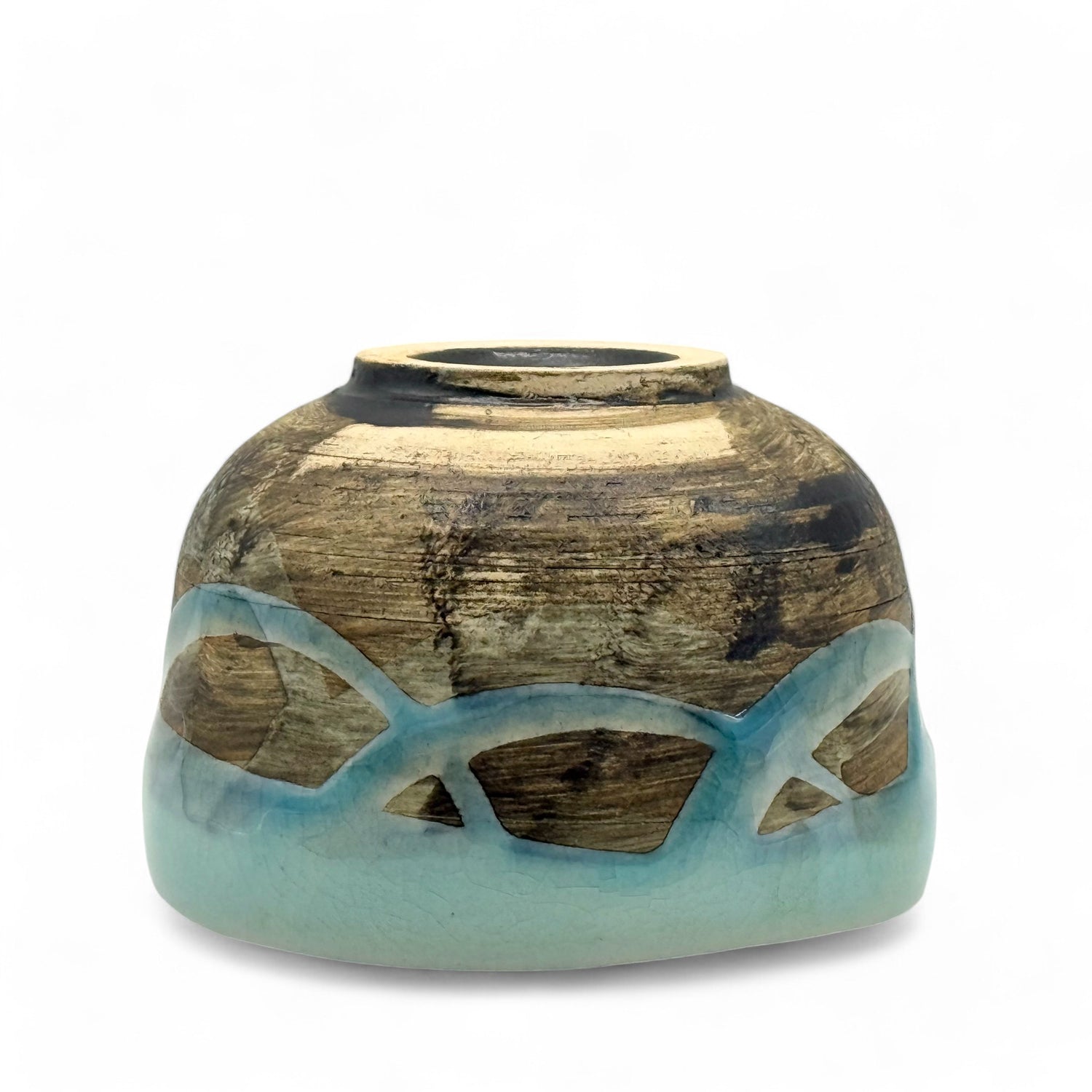 Kaku Hayashi Saku Sky Blue Mino-yaki Chawan by Kakurin - Japanese Mini Matcha Bowl