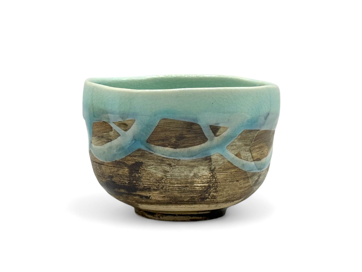 Kaku Hayashi Saku Sky Blue Mino-yaki Chawan by Kakurin - Japanese Mini Matcha Bowl