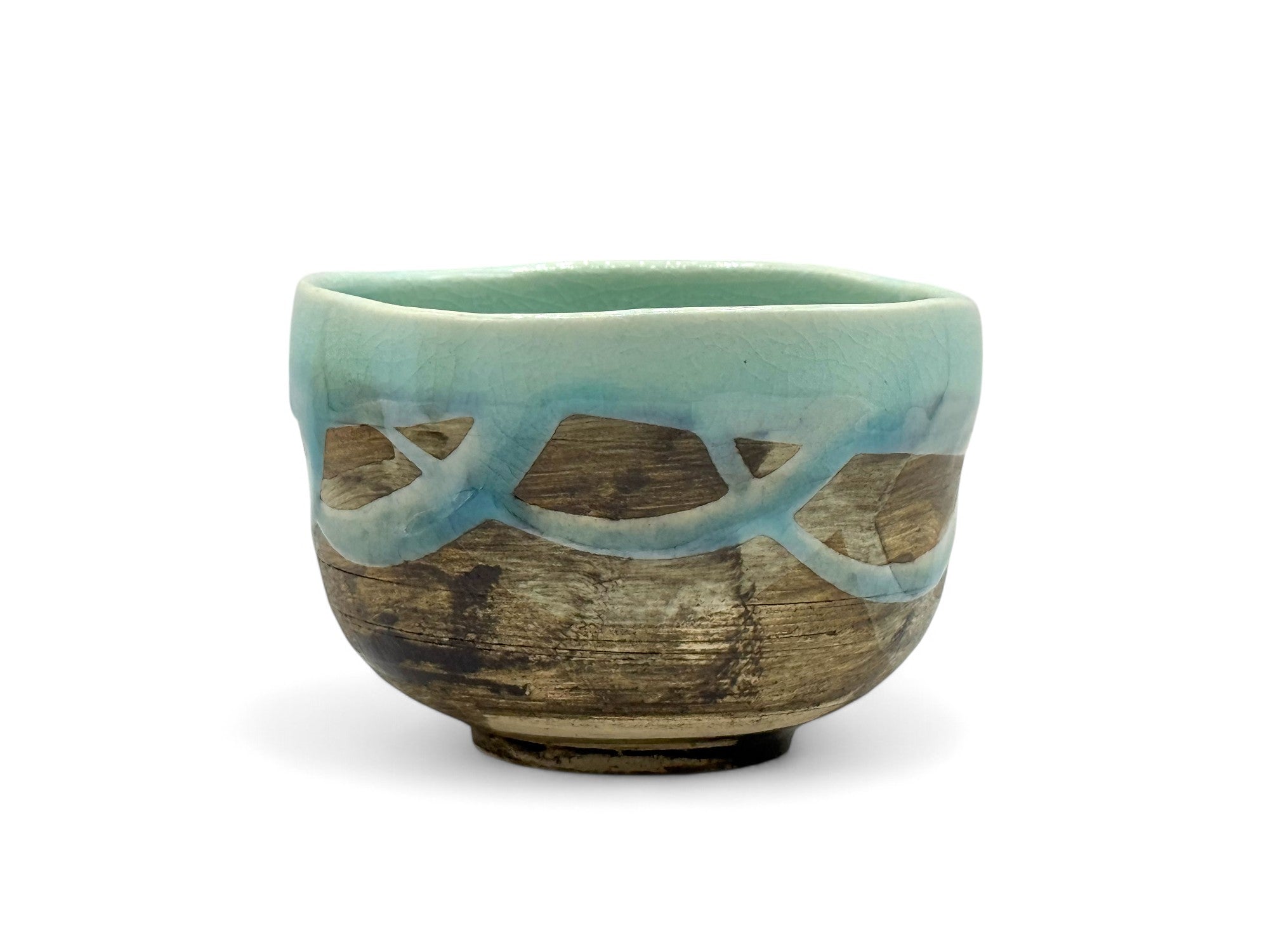 Kaku Hayashi Saku Sky Blue Mino-yaki Chawan by Kakurin - Japanese Mini Matcha Bowl