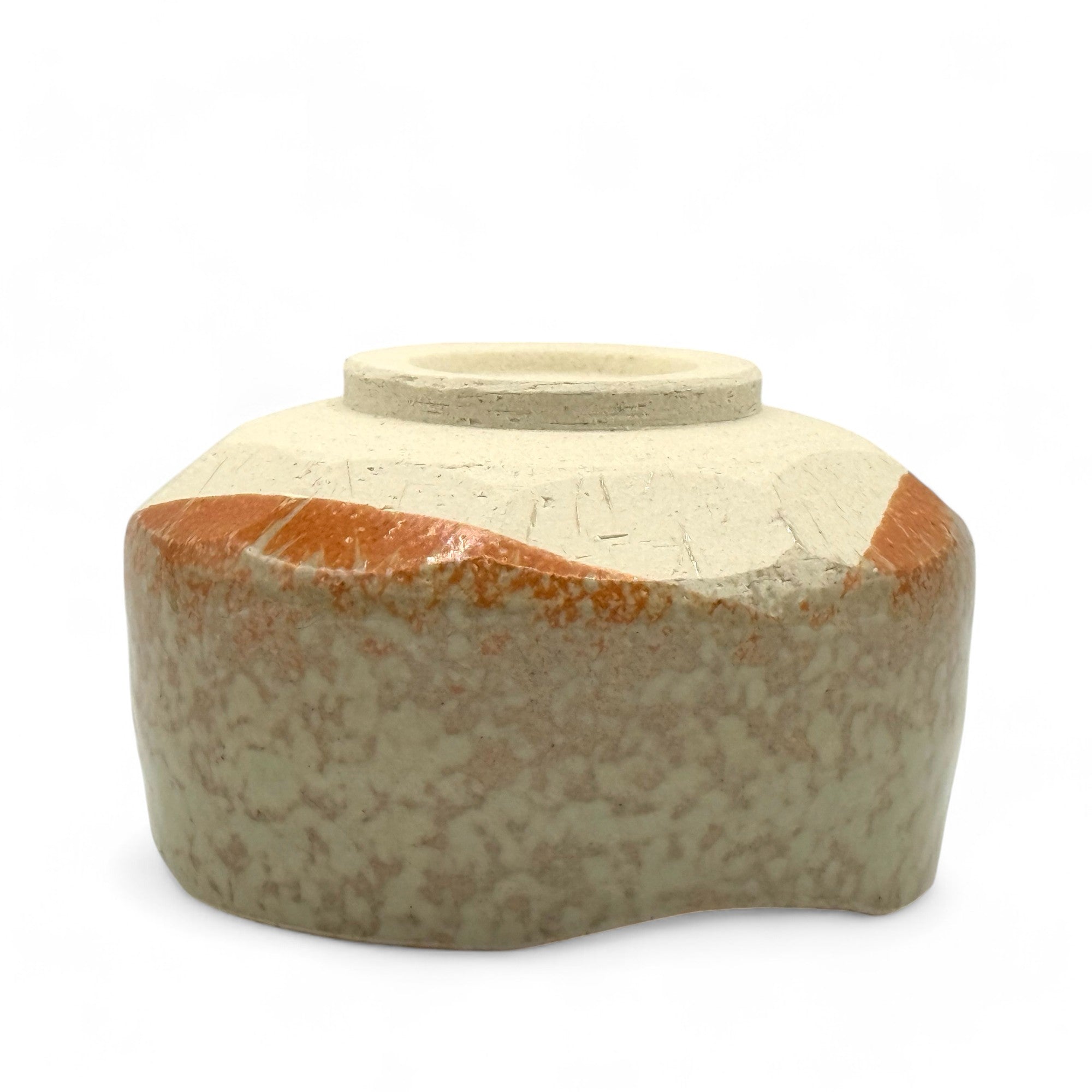 Hinode Orange Mino-yaki Chawan - Japanese Matcha Bowl