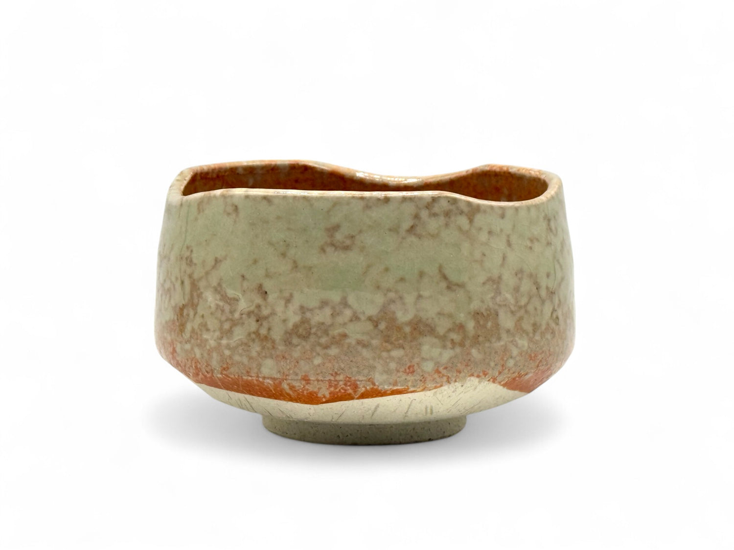 Hinode Orange Mino-yaki Chawan - Japanese Matcha Bowl