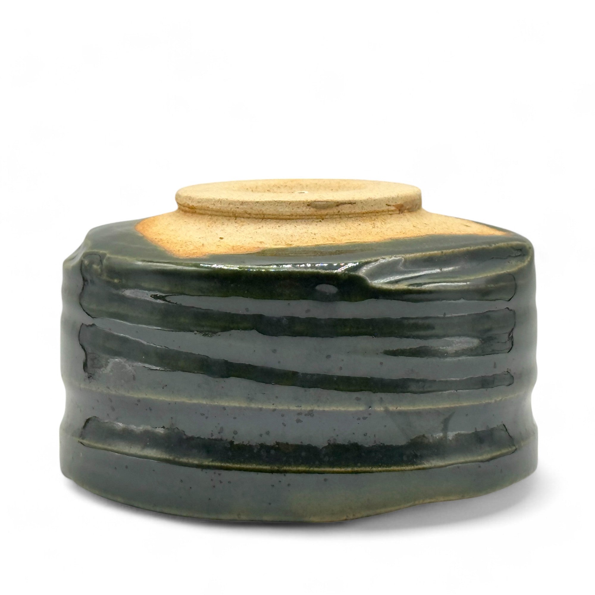 Oribe Madori Green Mino-yaki Chawan - Japanese Matcha Bowl