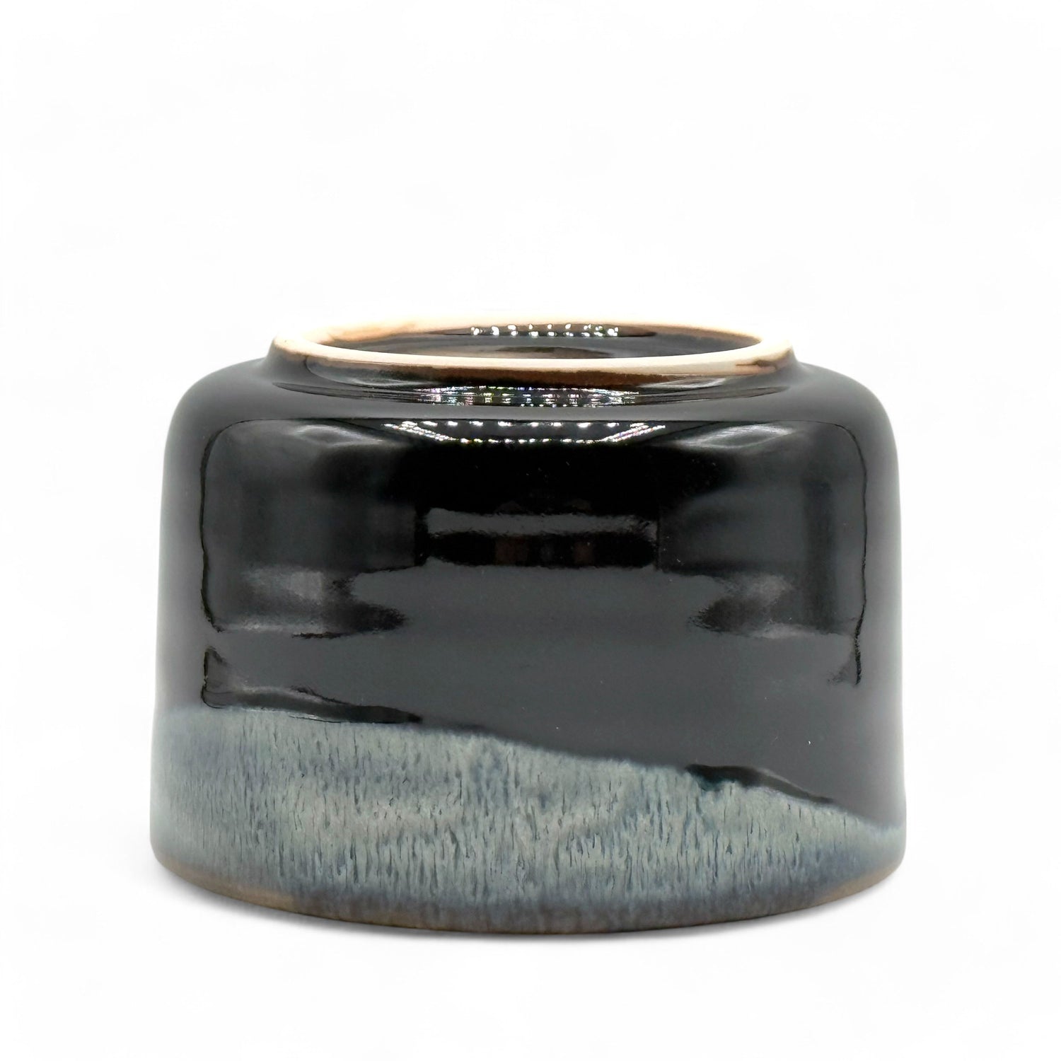 Kanetaka Tenmoku Black Nagashi Mino-yaki Chawan - Japanese Matcha Bowl