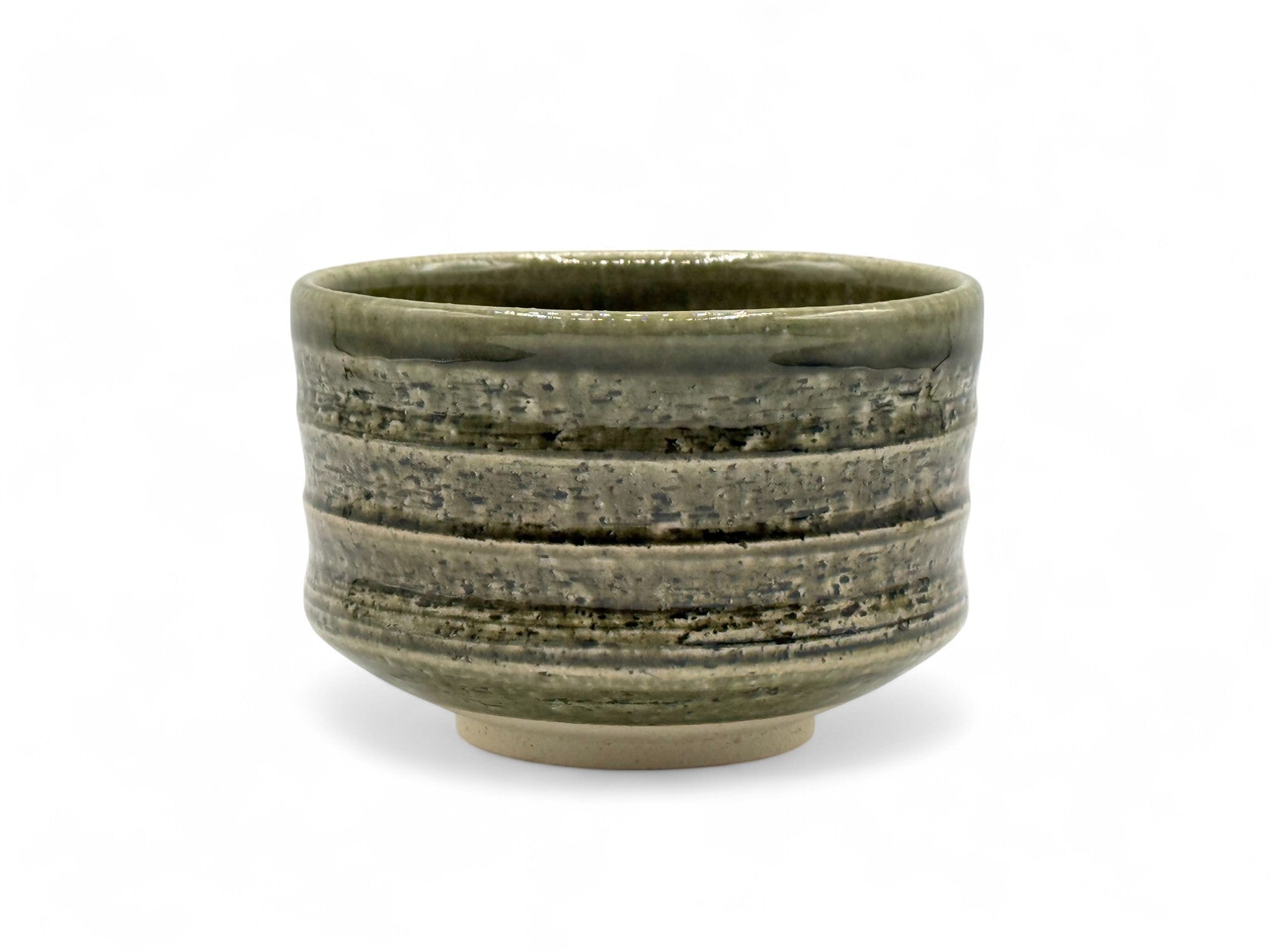 Maruyoshi Green Mino-yaki Chawan - Japanese Matcha Bowl
