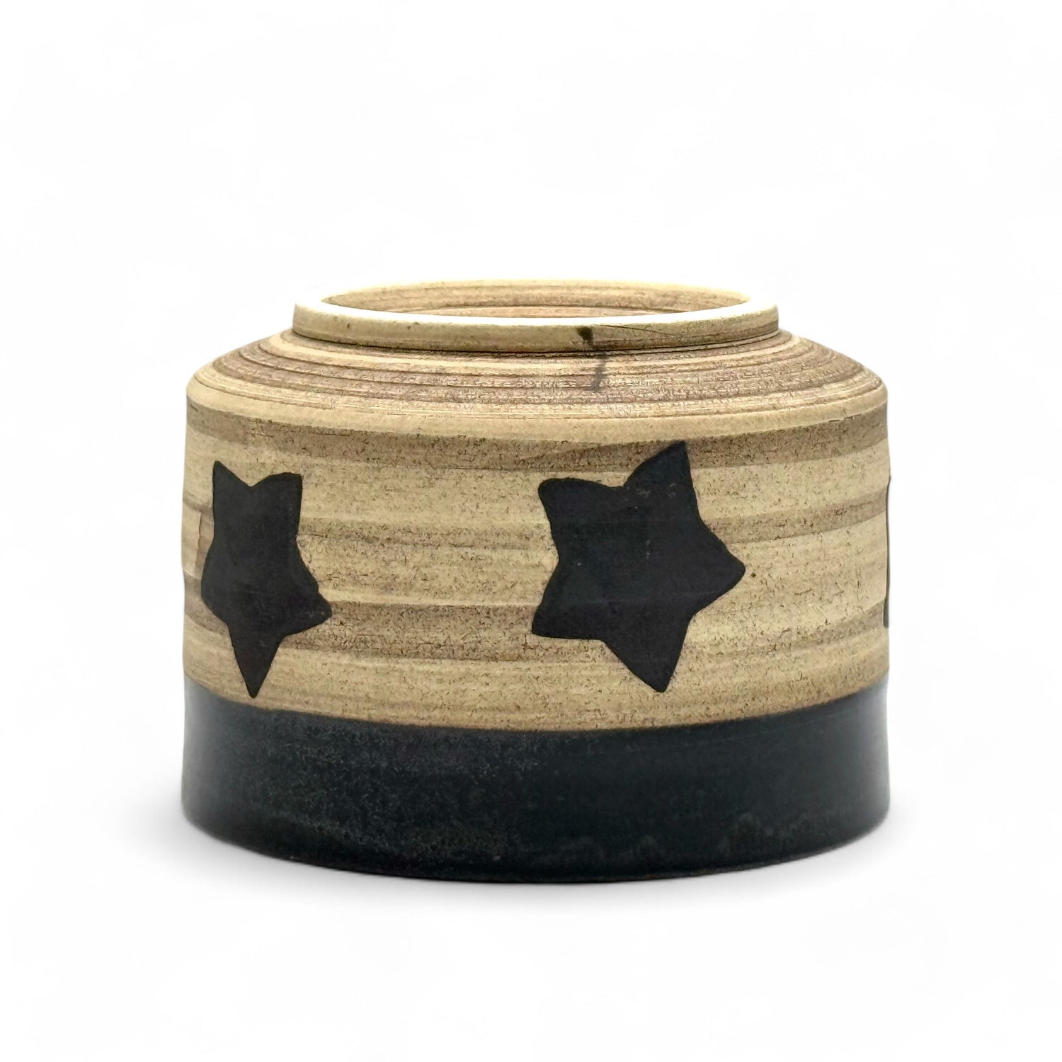 Hoshi Star Black Mino-yaki Chawan - Japanese Matcha Bowl
