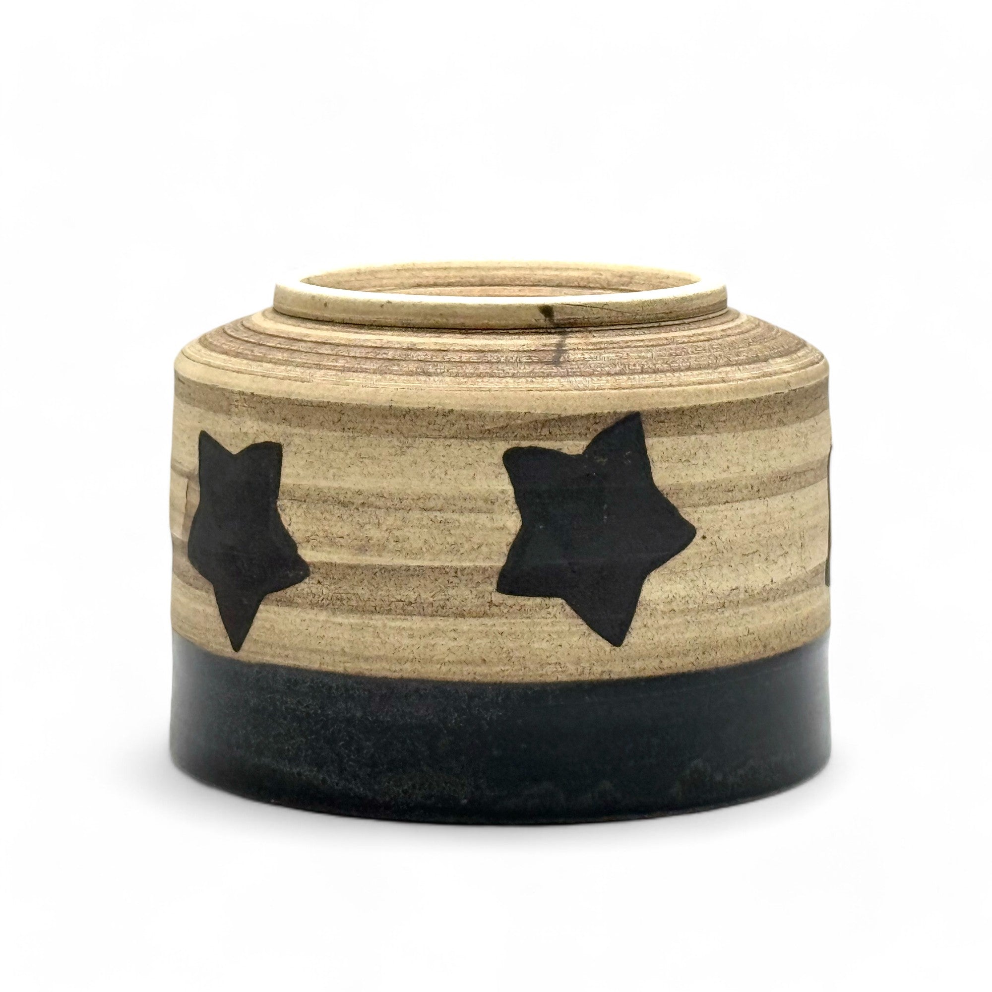Hoshi Star Black Mino-yaki Chawan - Japanese Matcha Bowl